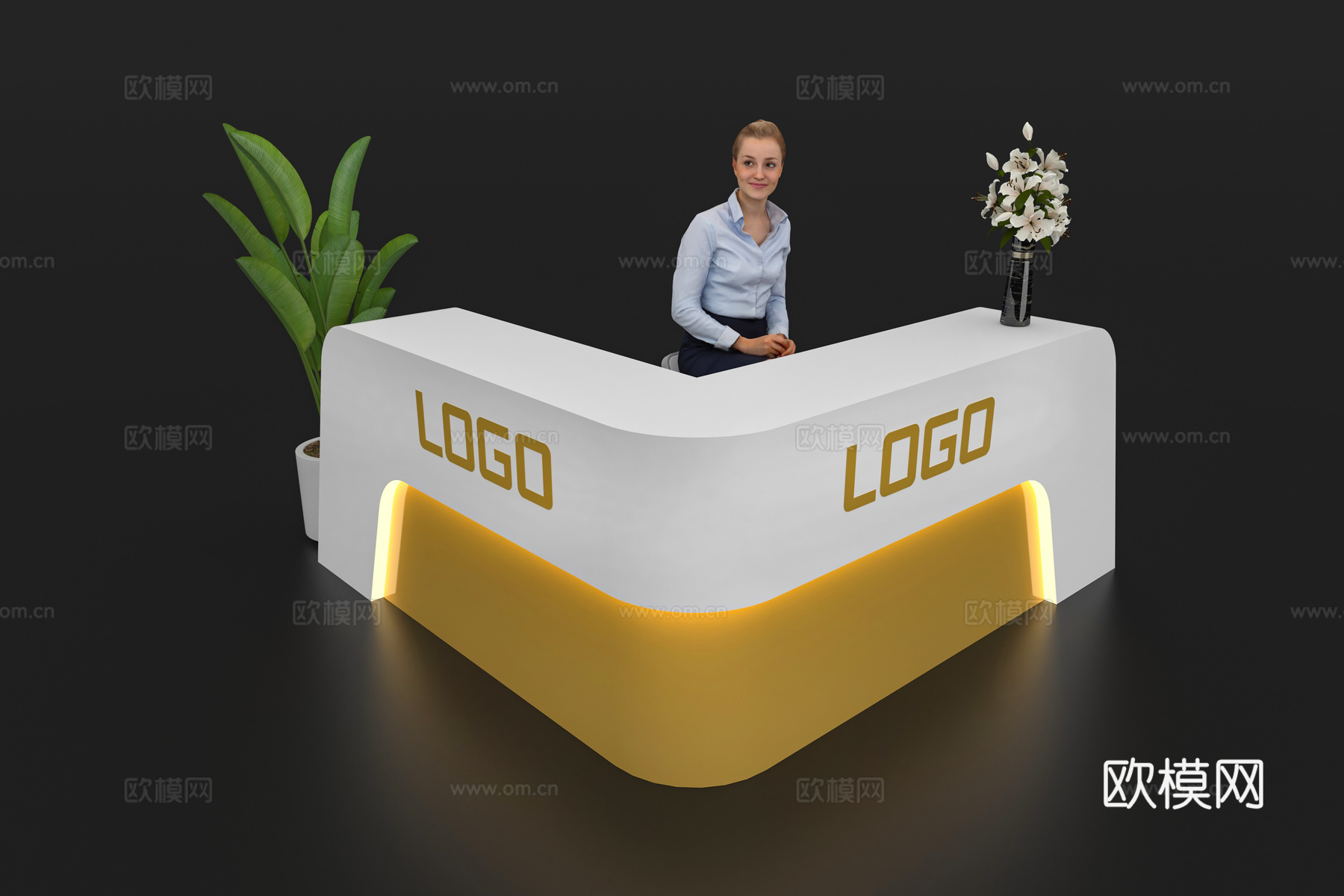 现代接待台 展览展会展台接待台 前台 吧台 柜台 桌台3d模型