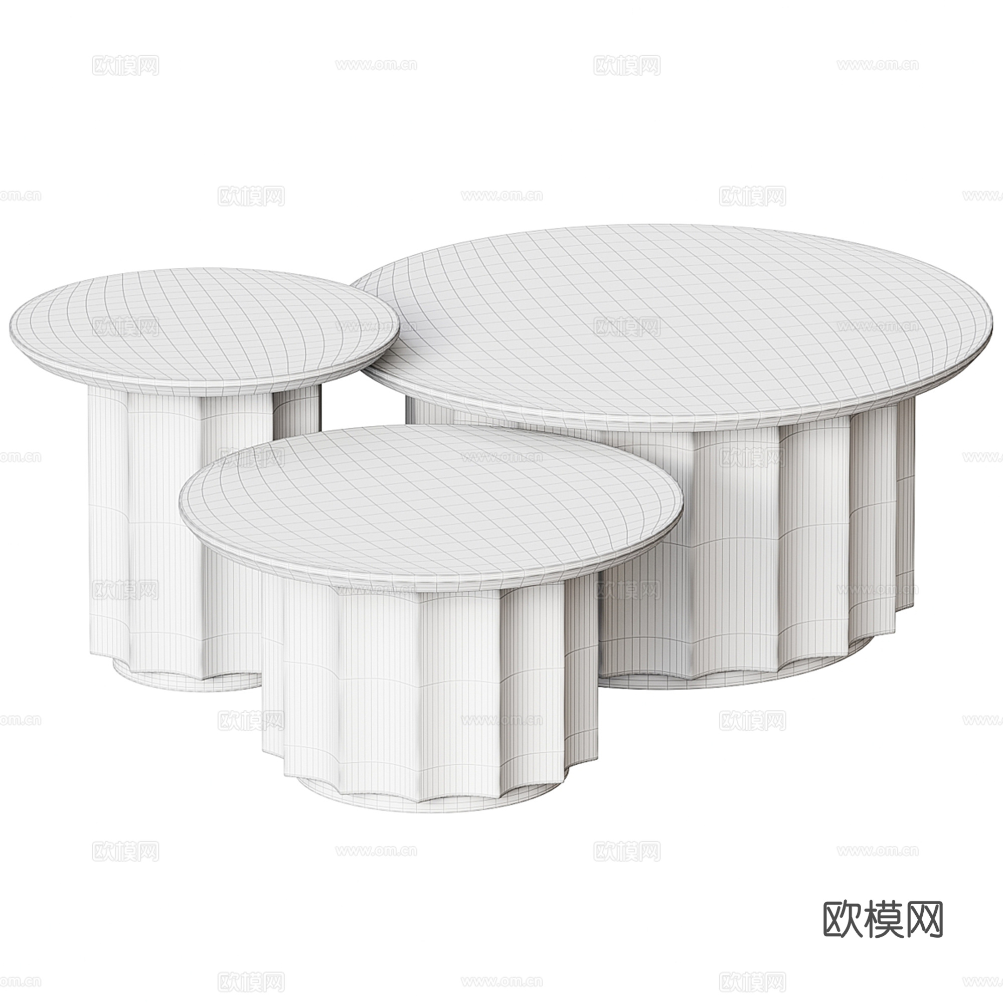 圆形子母茶几组合3d模型