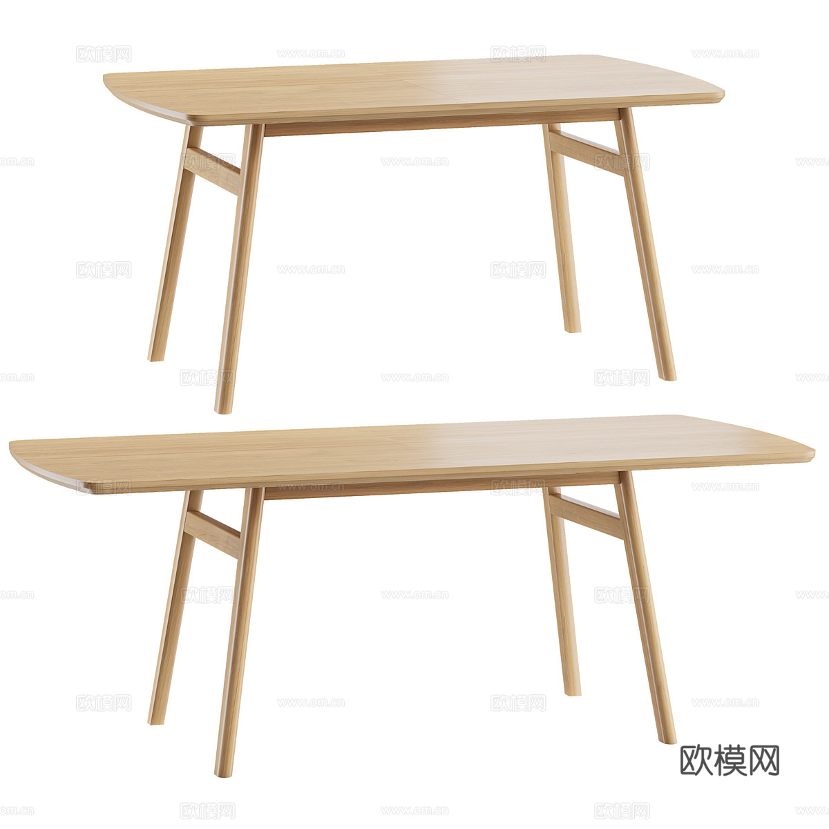 新中式原木风餐桌椅组合3d模型