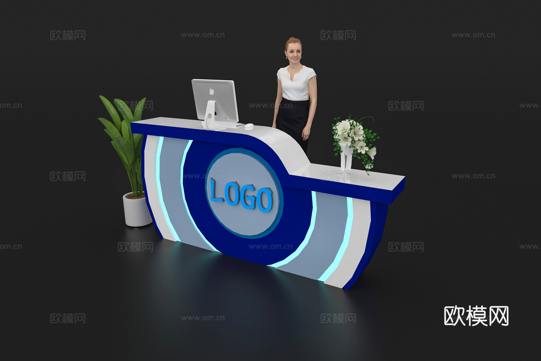 现代接待台 展览展会展台接待台 前台 吧台 柜台 桌台3d模型