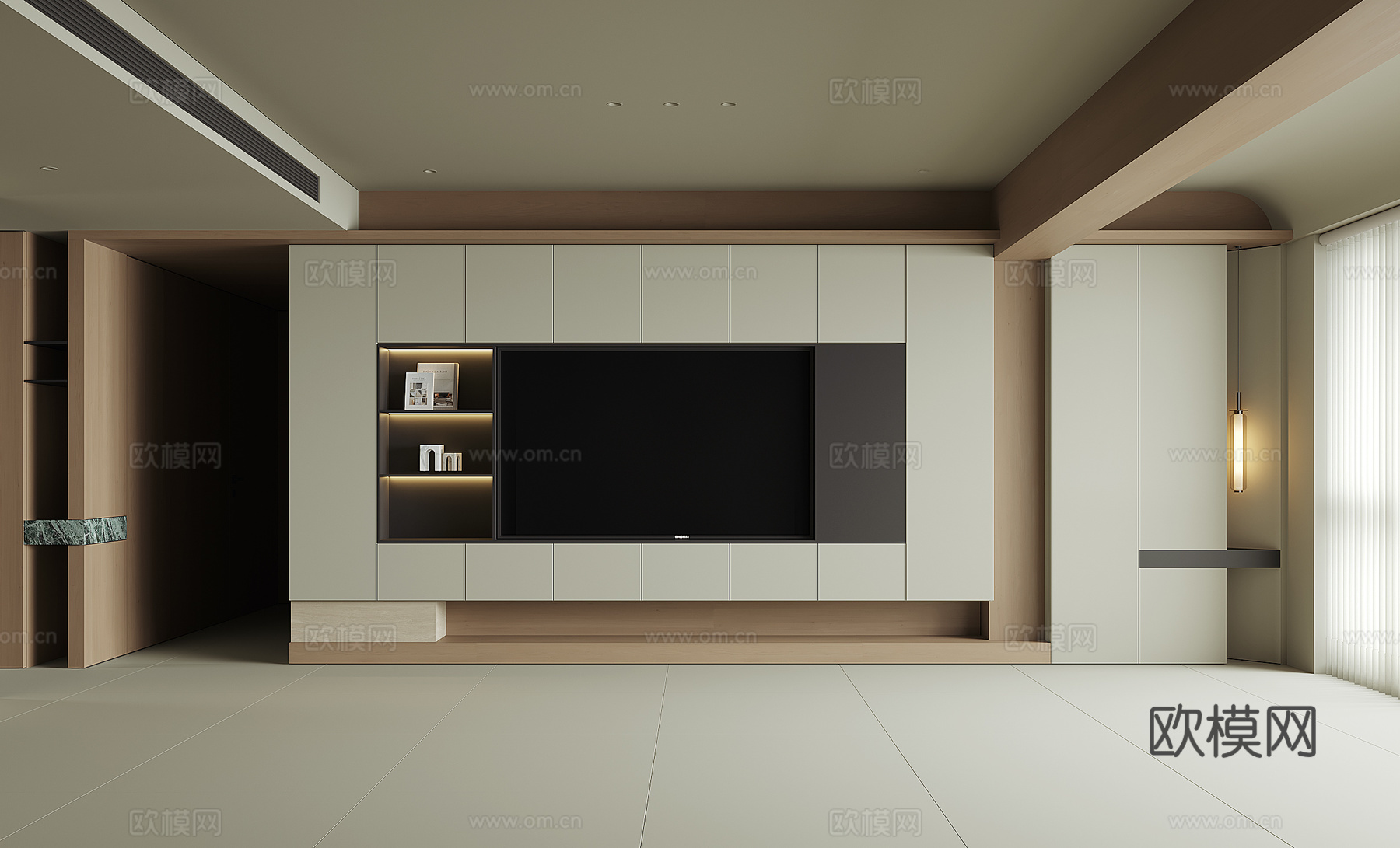 现代客厅电视背景墙su模型