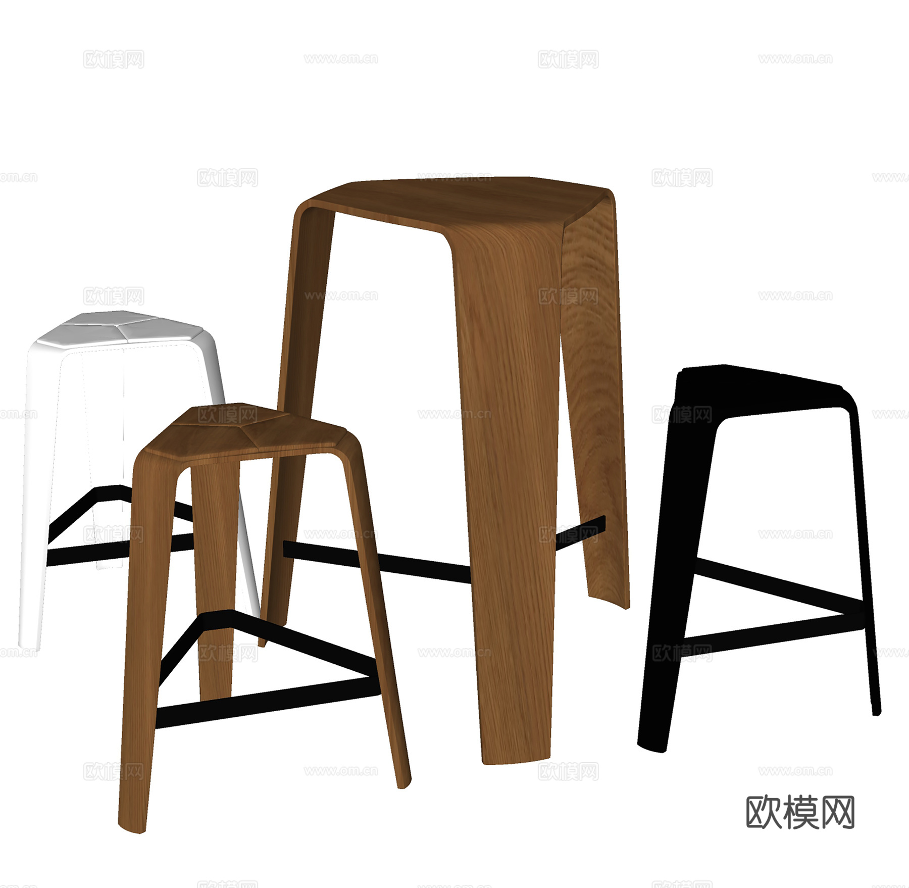 现代简约小凳子  塑料小凳  坐墩su模型
