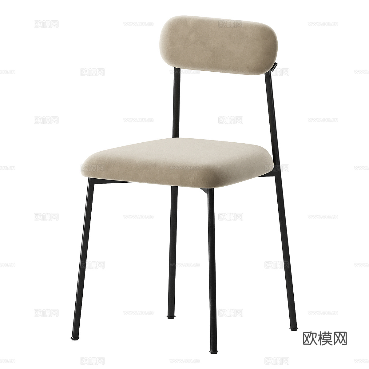 现代意式极简布艺不锈钢单椅3d模型