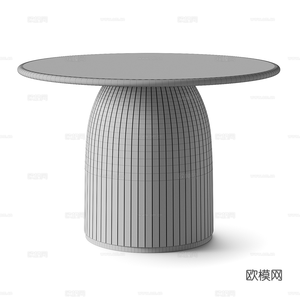 新中式实木圆餐桌3d模型