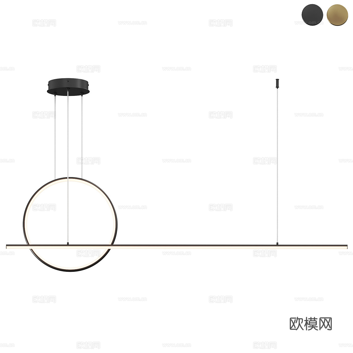 现代轻奢极简线性装饰吊灯3d模型