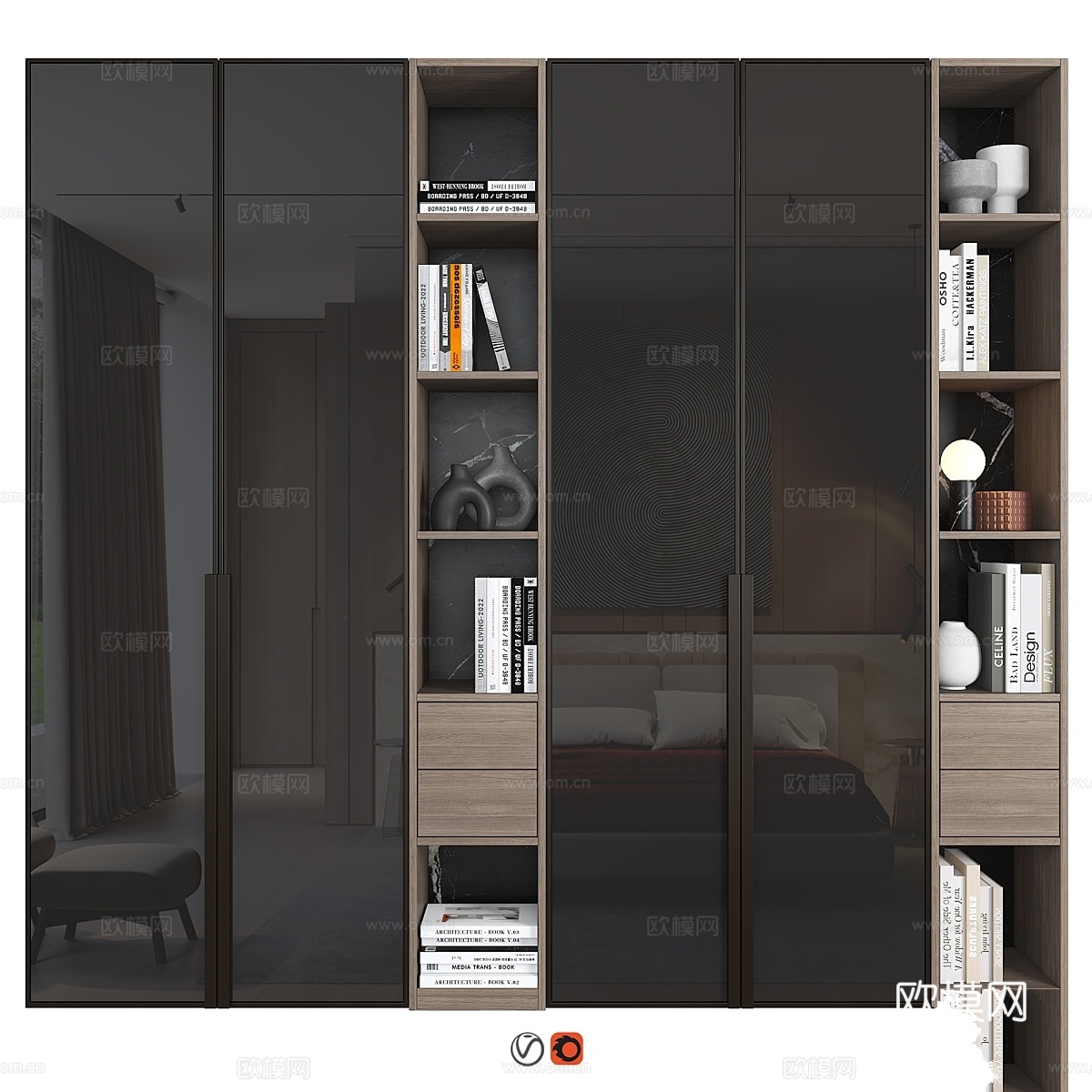 玻璃家具组合 1613d模型