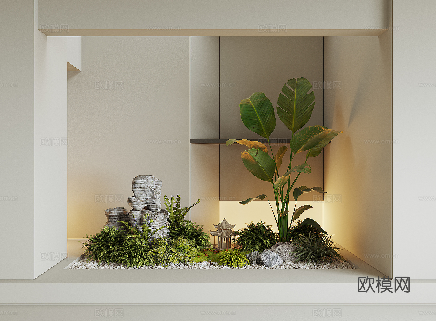 现代室内植物景观su模型