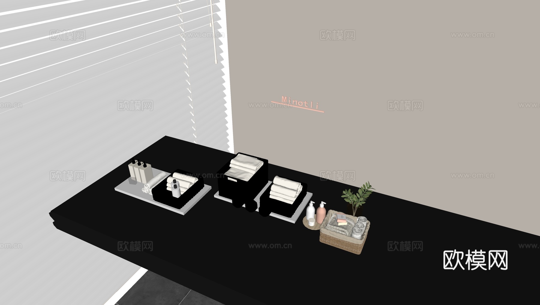 洗护用品护肤品 毛巾藤编收纳盒 置物筐su模型