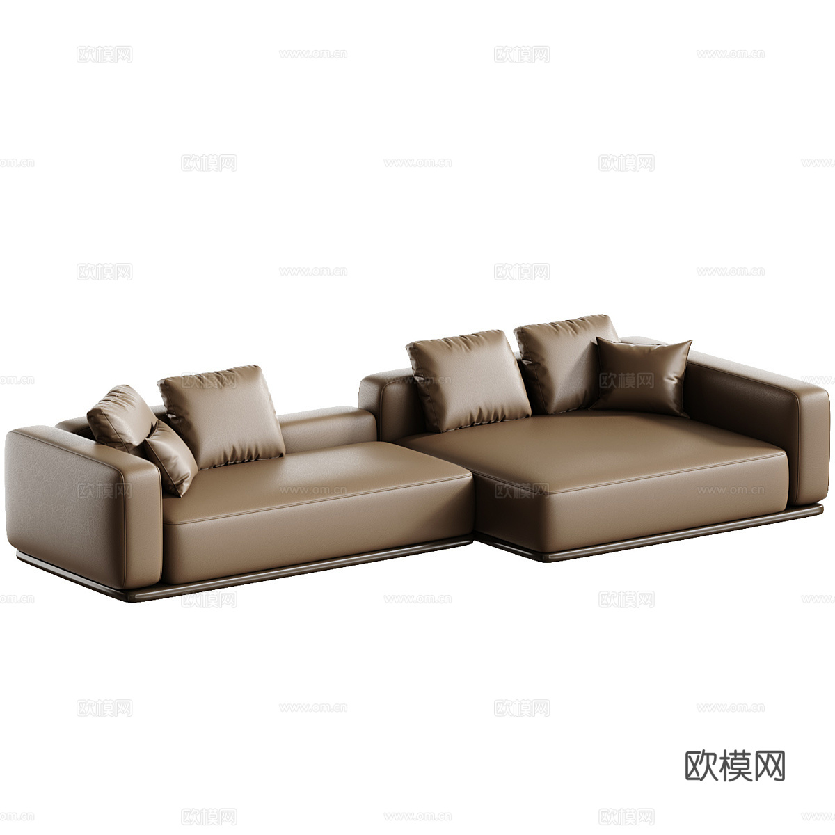 现代意式布艺皮革组合休闲沙发3d模型