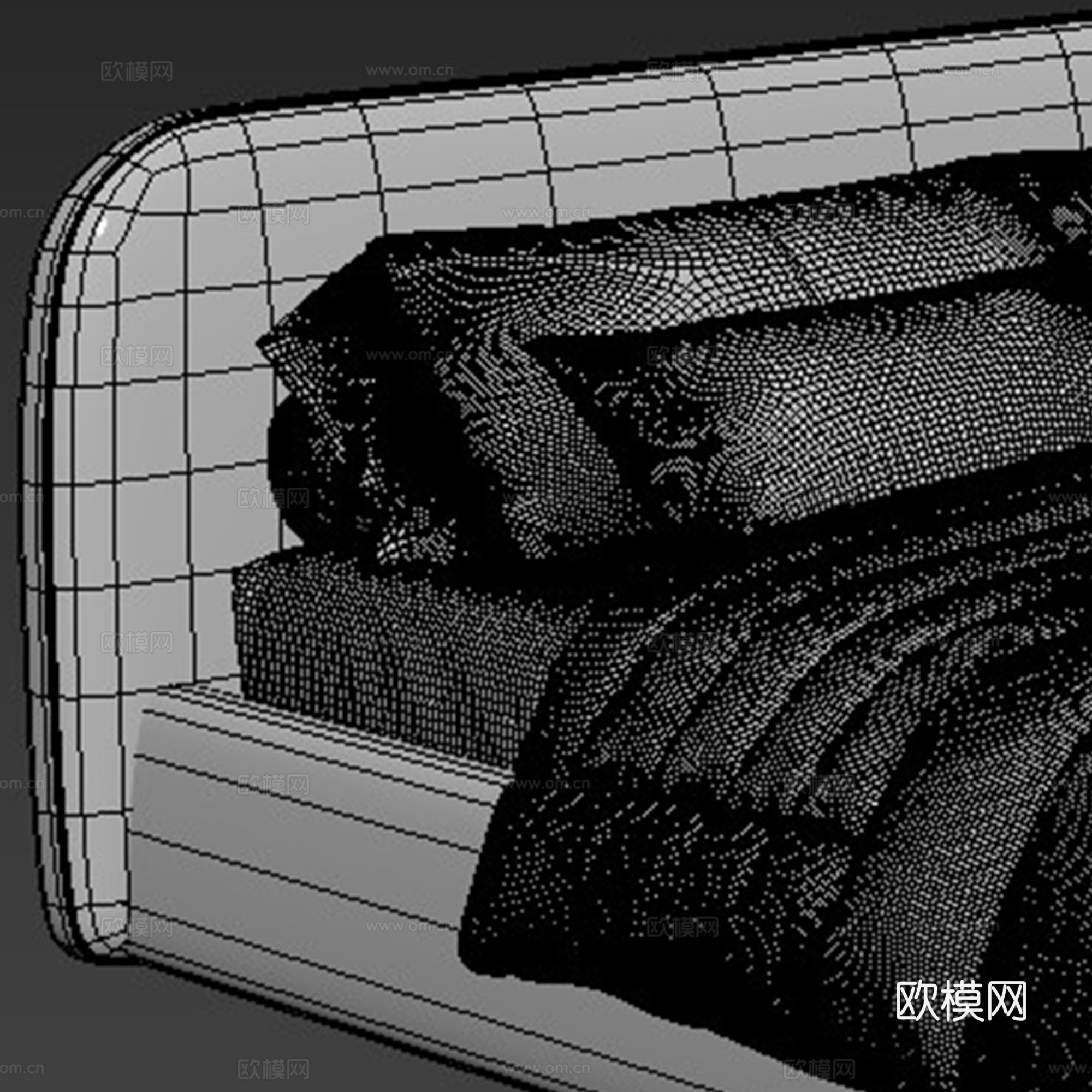 现代背景双人床 意式布艺软床双人床 极简轻奢双人床  真皮3d模型