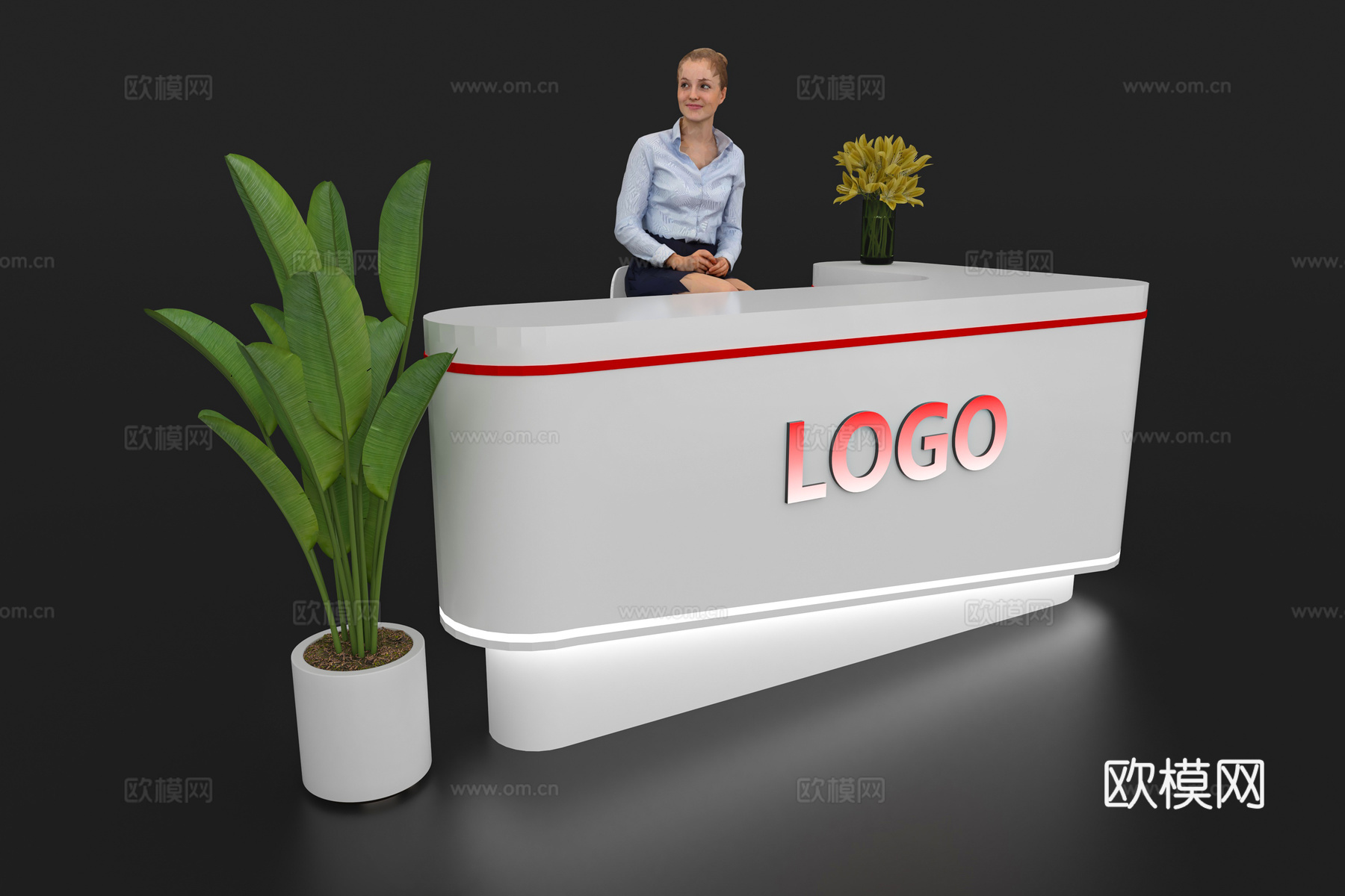 现代接待台 展览展会展台接待台 前台 吧台 柜台 桌台3d模型
