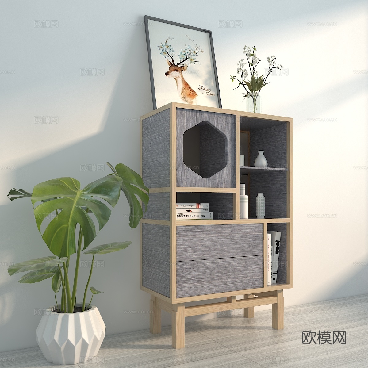 北欧边柜 简约边柜 装饰柜3d模型