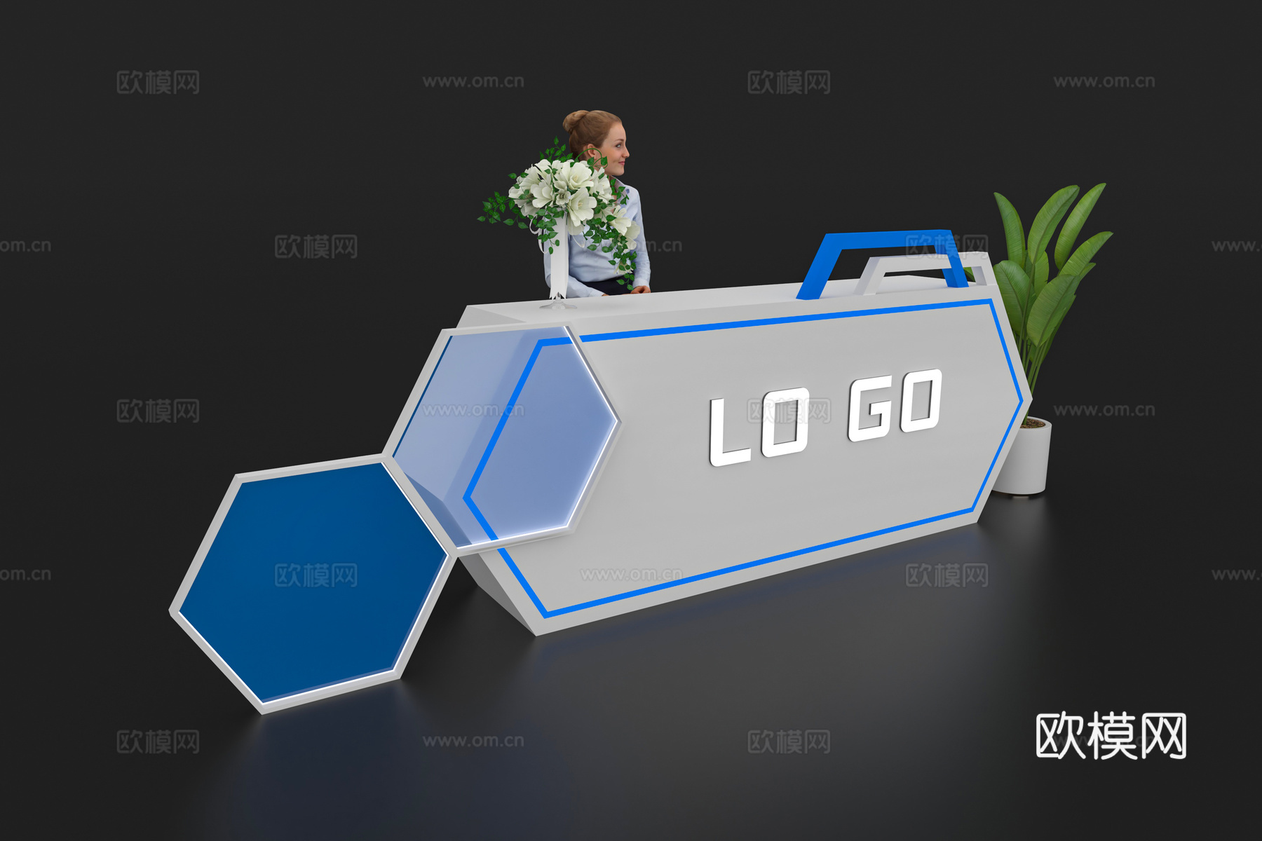 现代接待台 展览展会展台接待台 前台 吧台 柜台 桌台3d模型