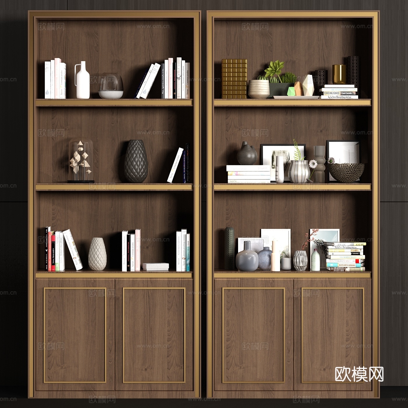 新中式书柜3d模型