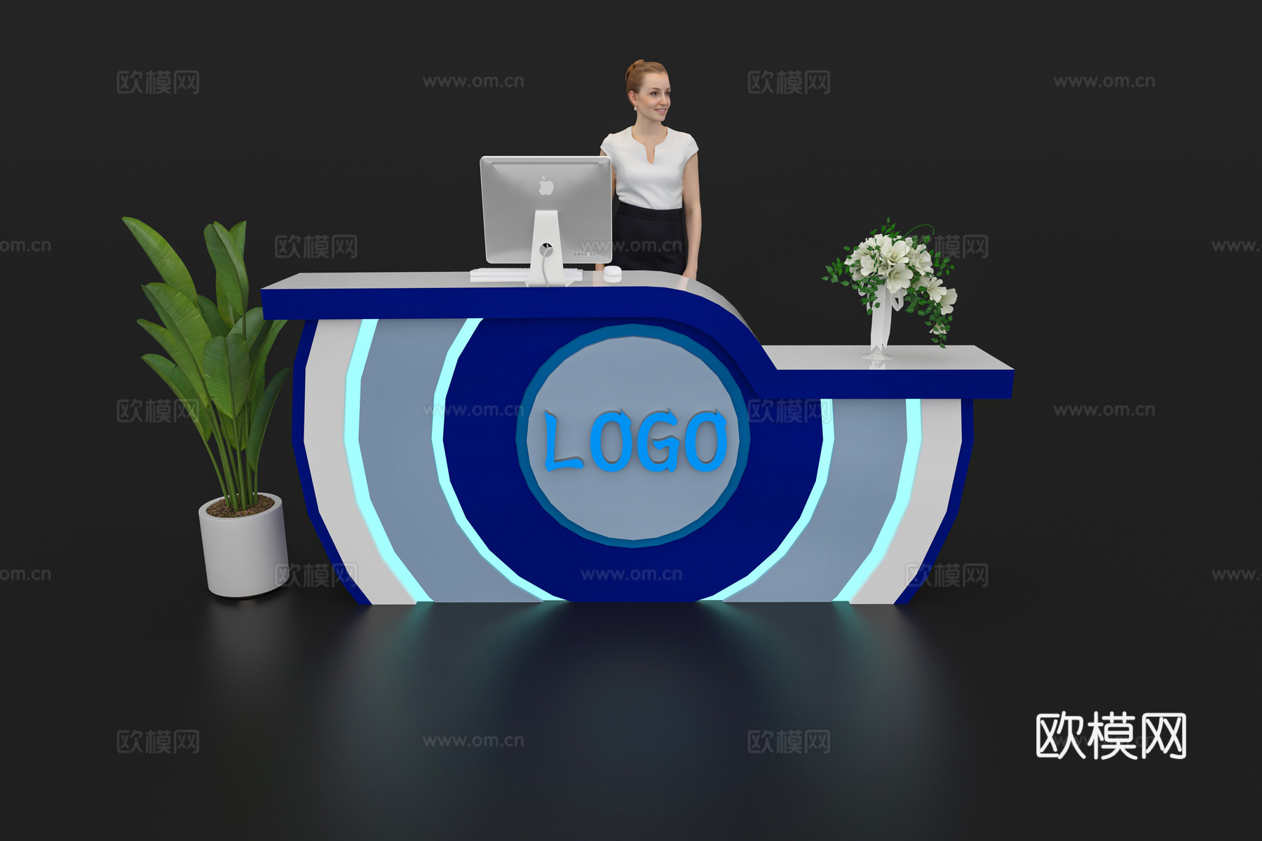 现代接待台 展览展会展台接待台 前台 吧台 柜台 桌台3d模型