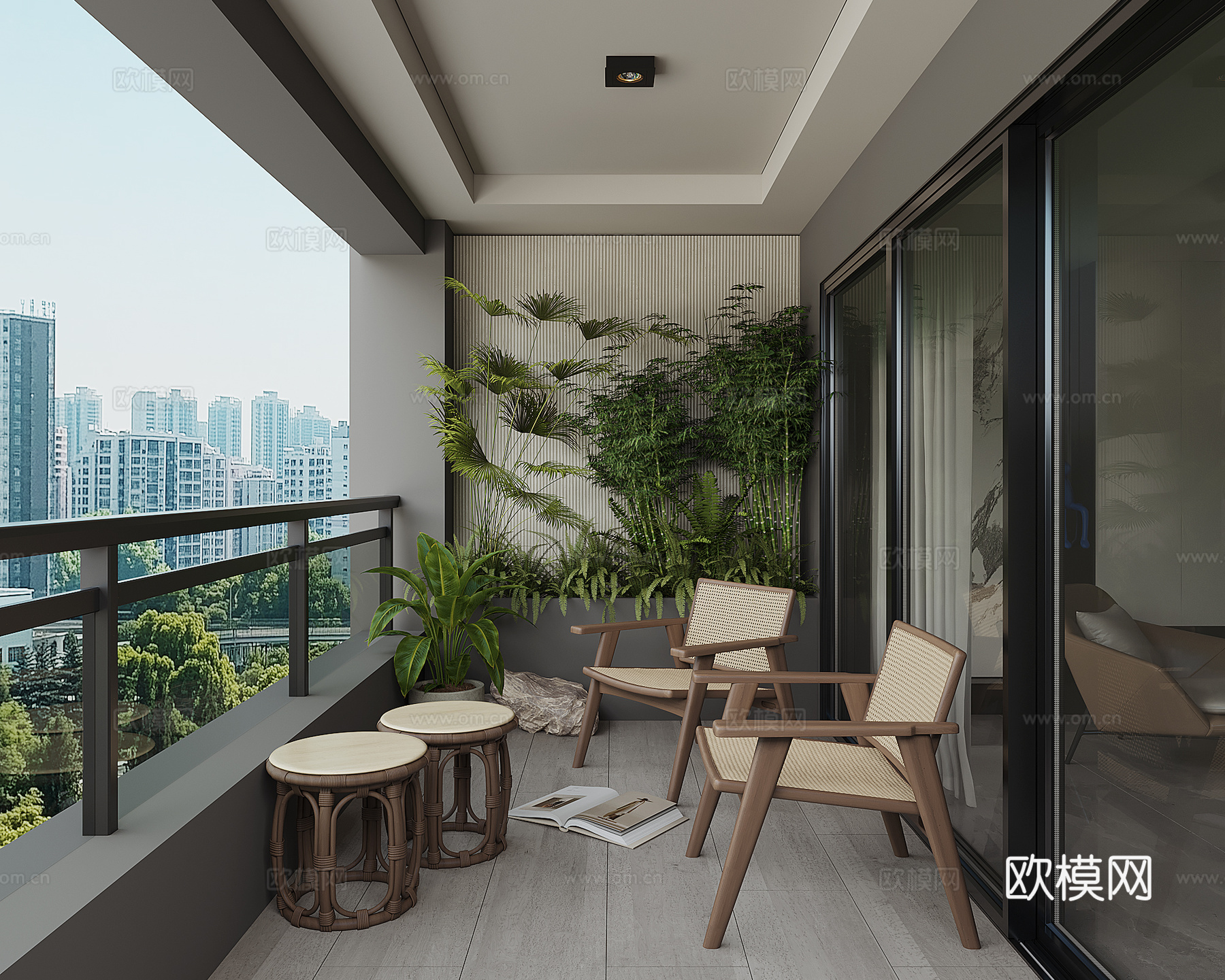 现代阳台花园3d模型