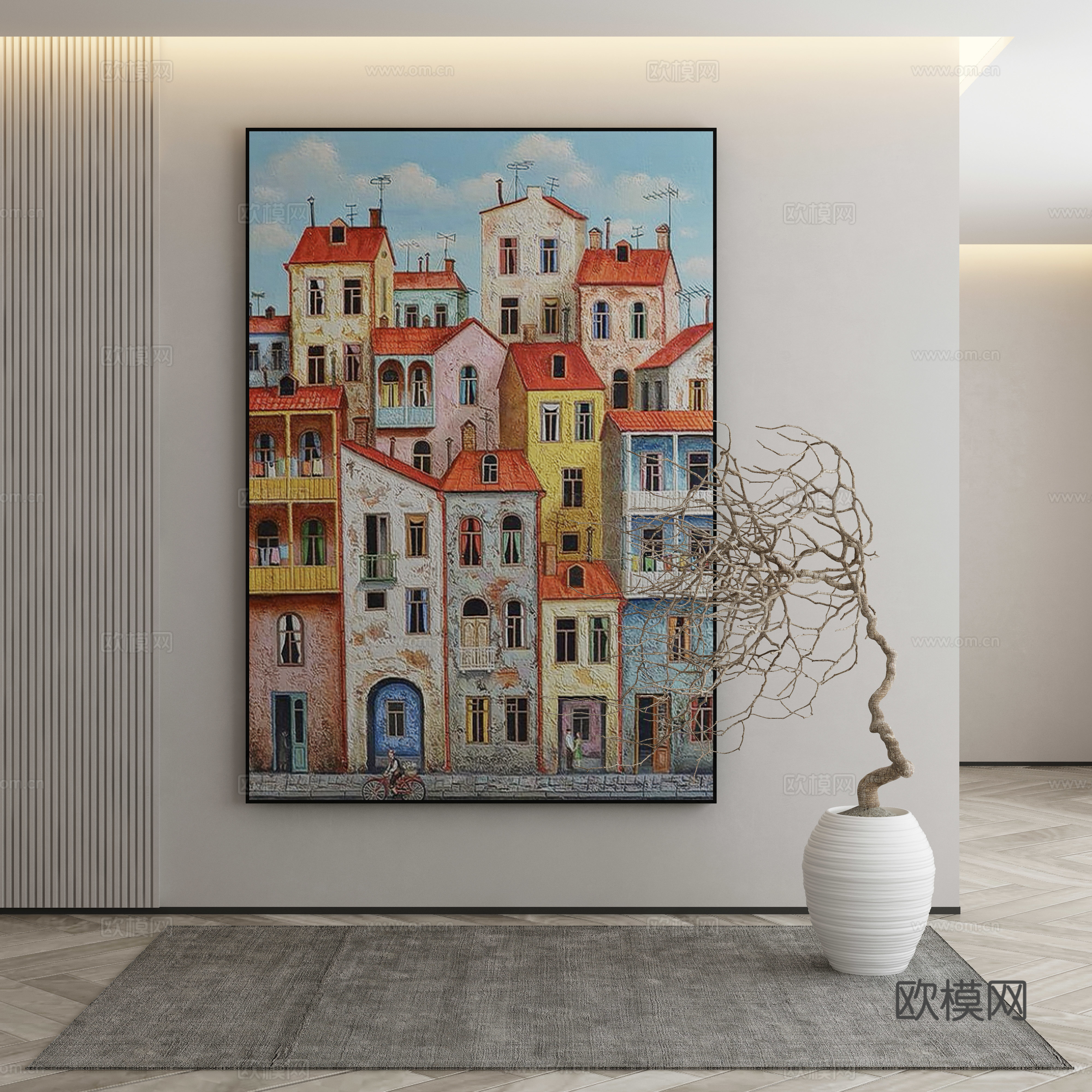 现代侘寂挂画 油画3d模型