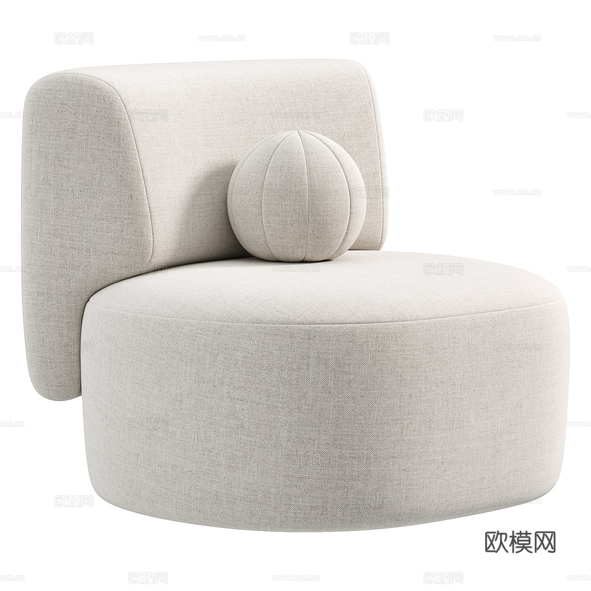 现代意式奶油风布艺沙发椅3d模型