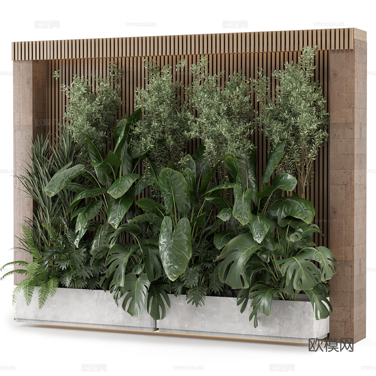现代侘寂庭院绿植 植物墙 植物堆3d模型