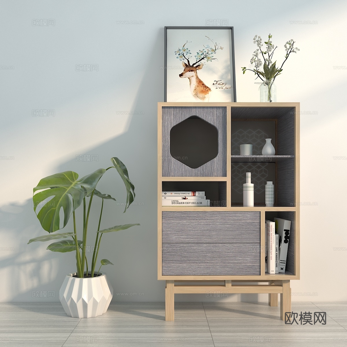 北欧边柜 简约边柜 装饰柜3d模型