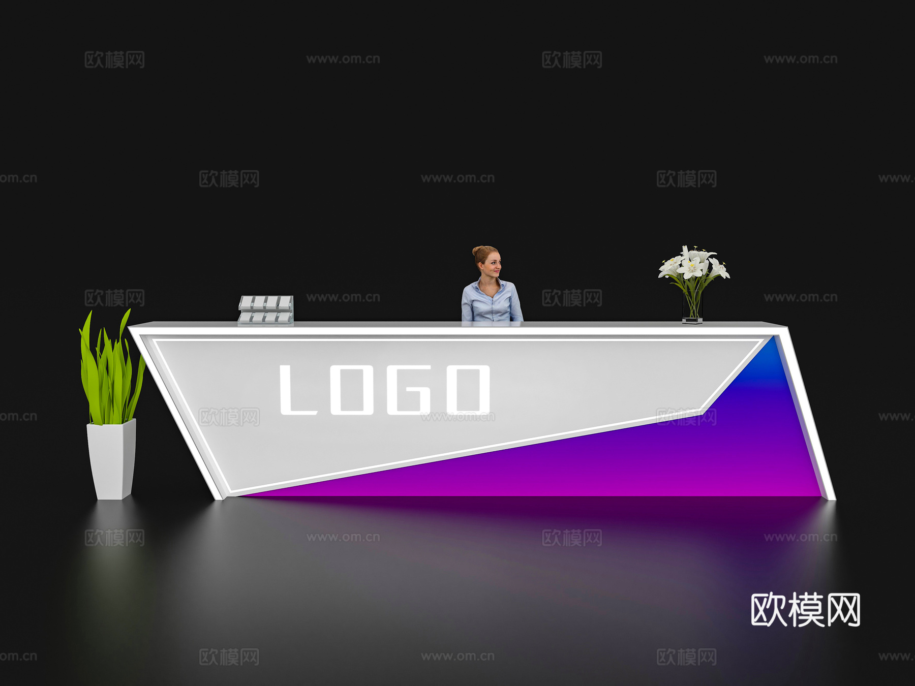 现代接待台 展览展会展台接待台 前台 吧台 柜台 桌台3d模型