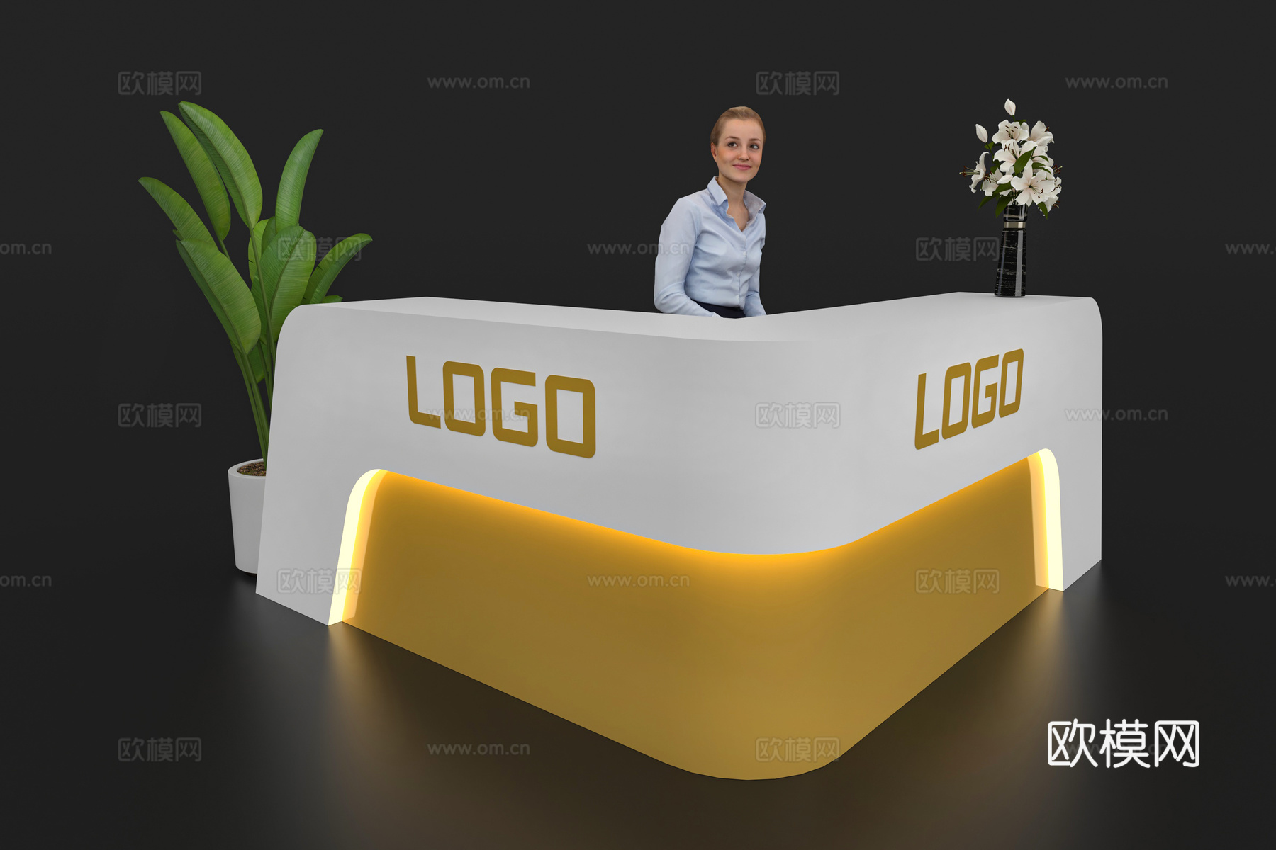 现代接待台 展览展会展台接待台 前台 吧台 柜台 桌台3d模型