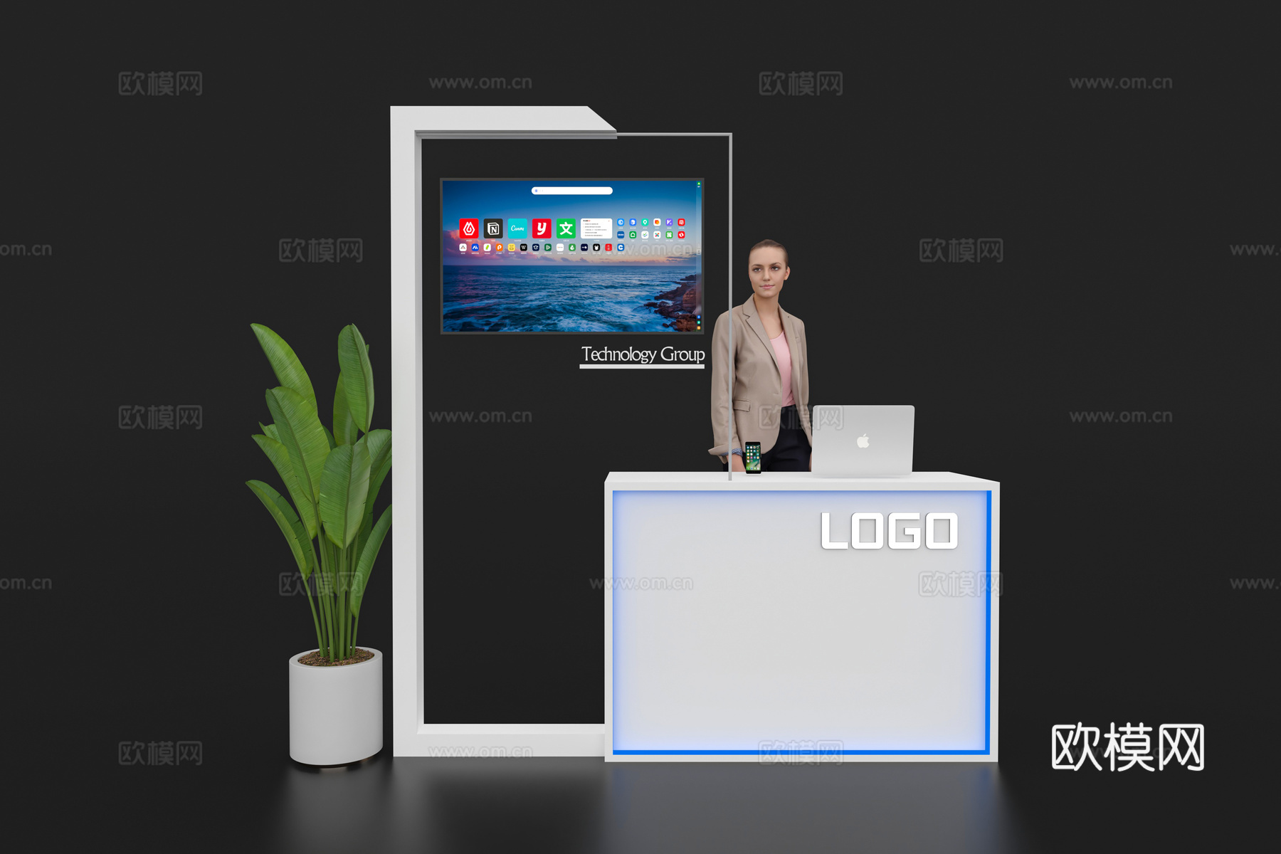 现代接待台 展览展会展台接待台 前台 吧台 柜台 桌台3d模型