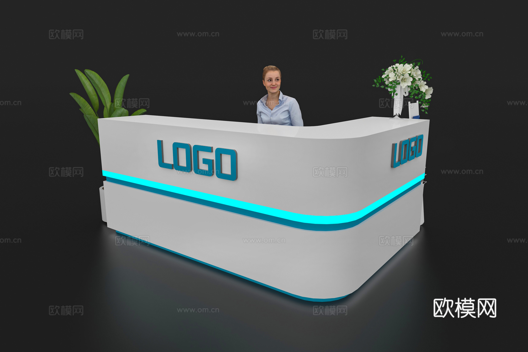 现代接待台 展览展会展台接待台 前台 吧台 柜台 桌台3d模型