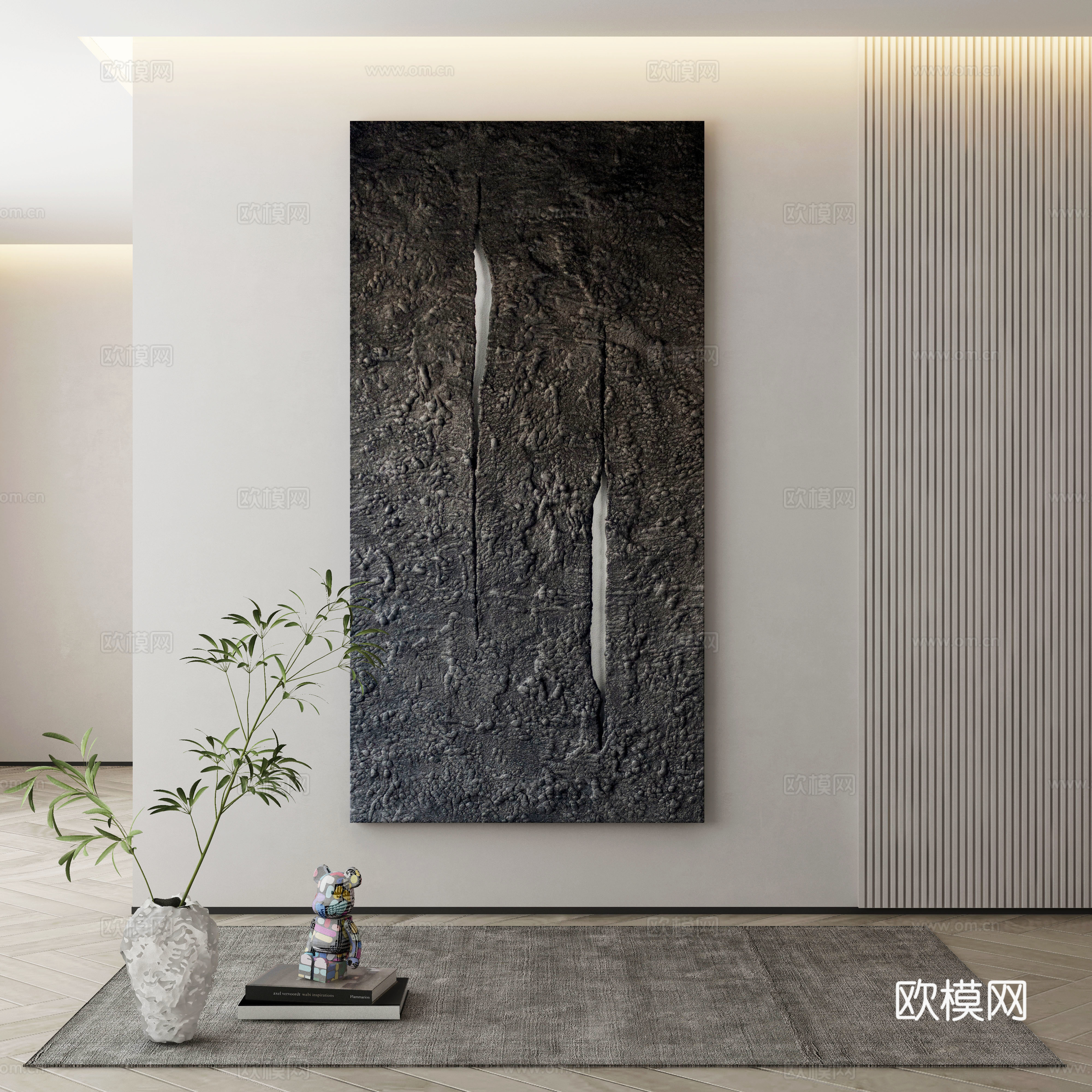 现代侘寂挂画 油画3d模型