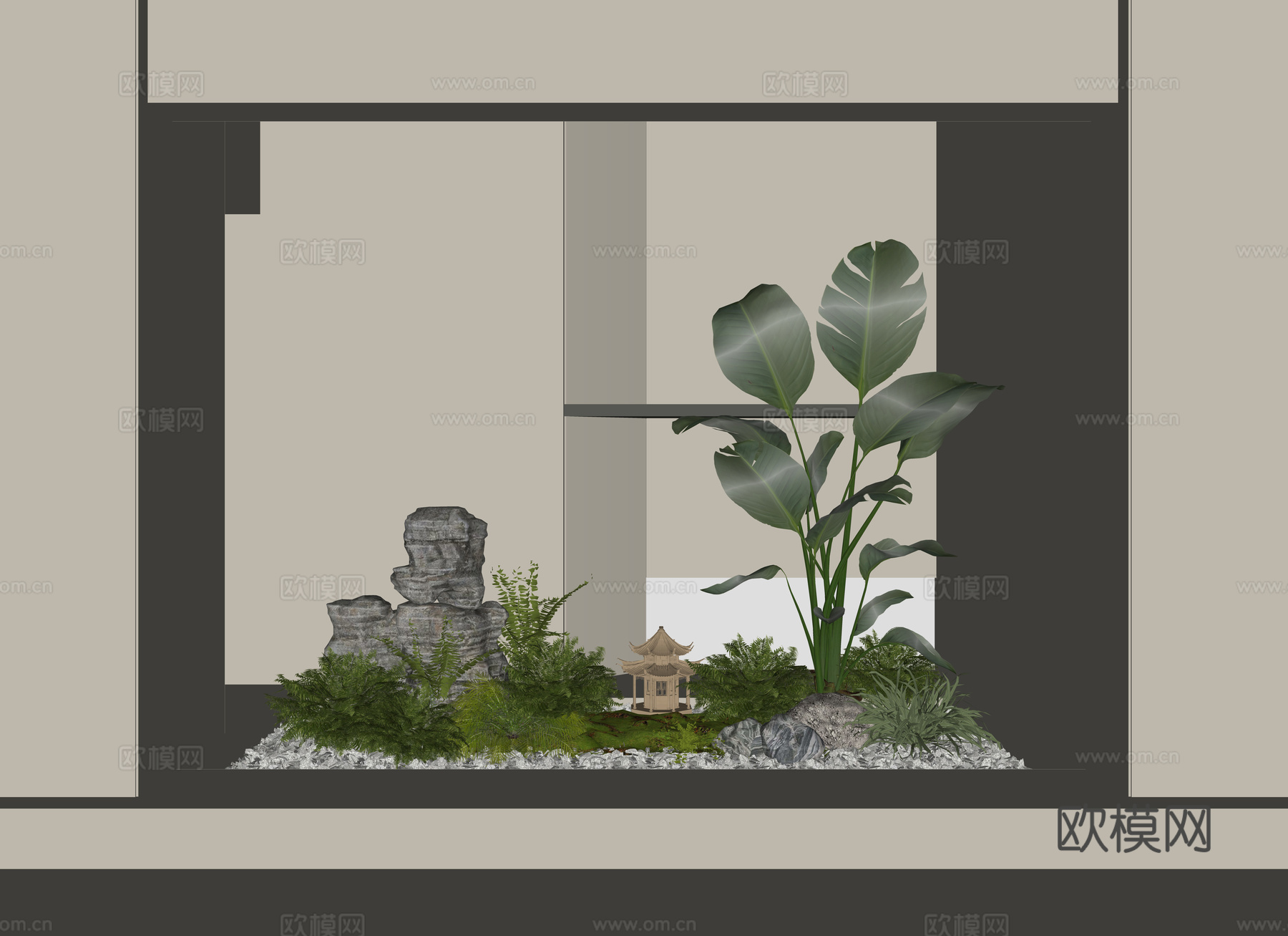 现代室内植物景观su模型