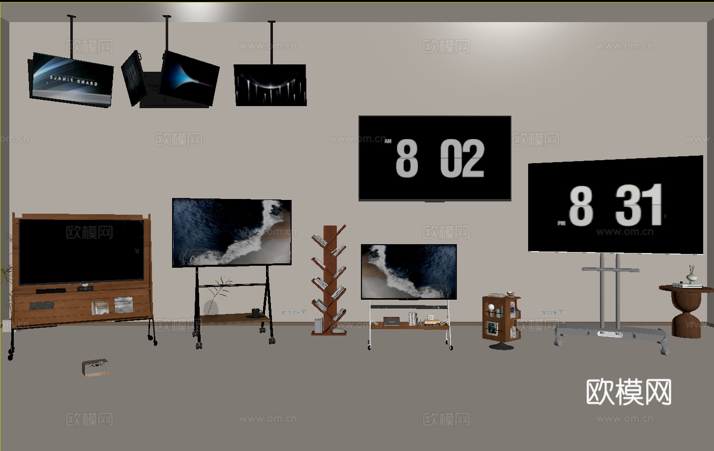 移动落地电视 吊装电视3d模型