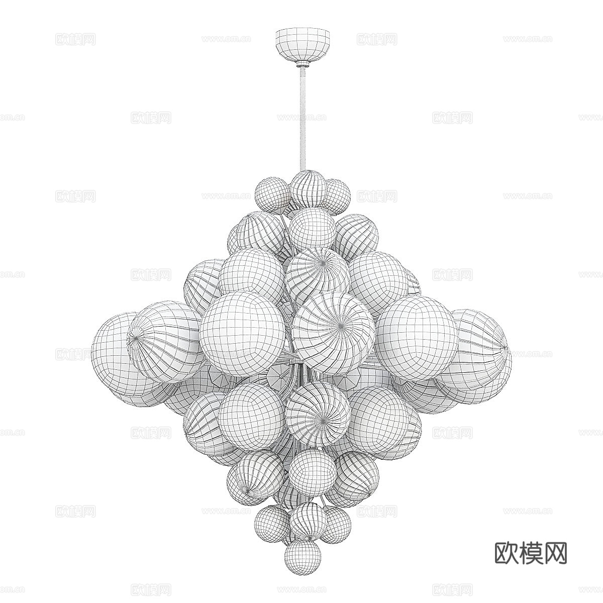 现代轻奢气泡玻璃装饰吊灯3d模型