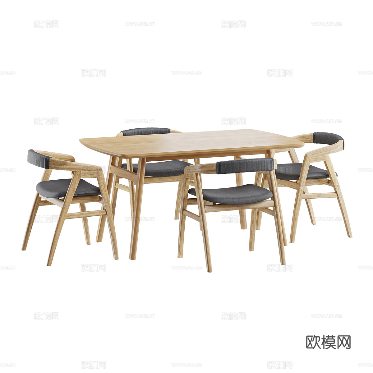 新中式原木风餐桌椅组合3d模型