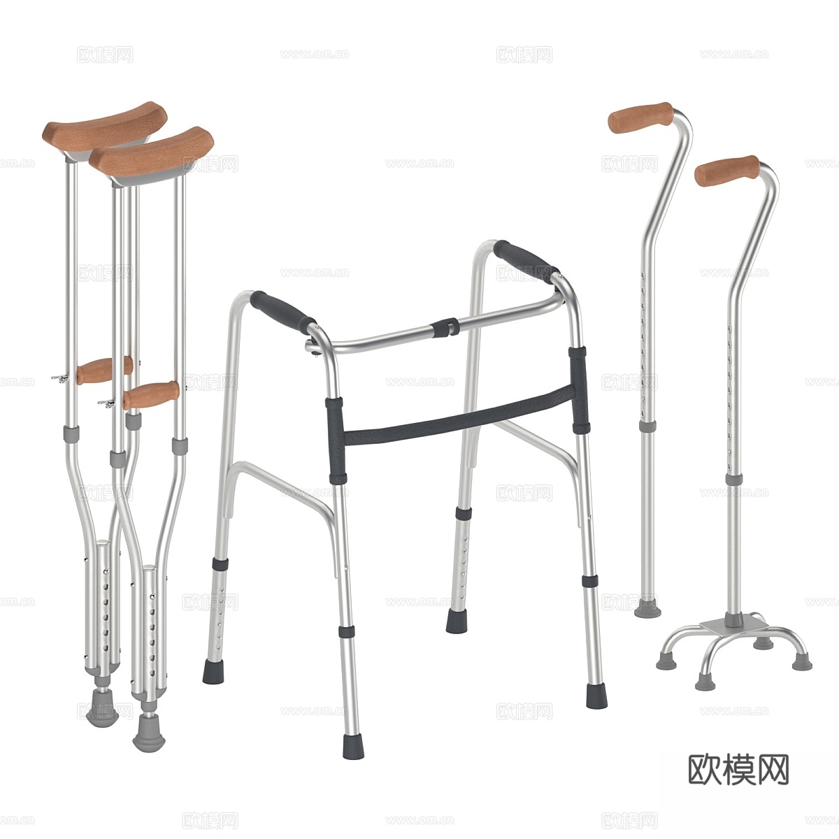 套装 - 拐杖、助行器、手杖3d模型