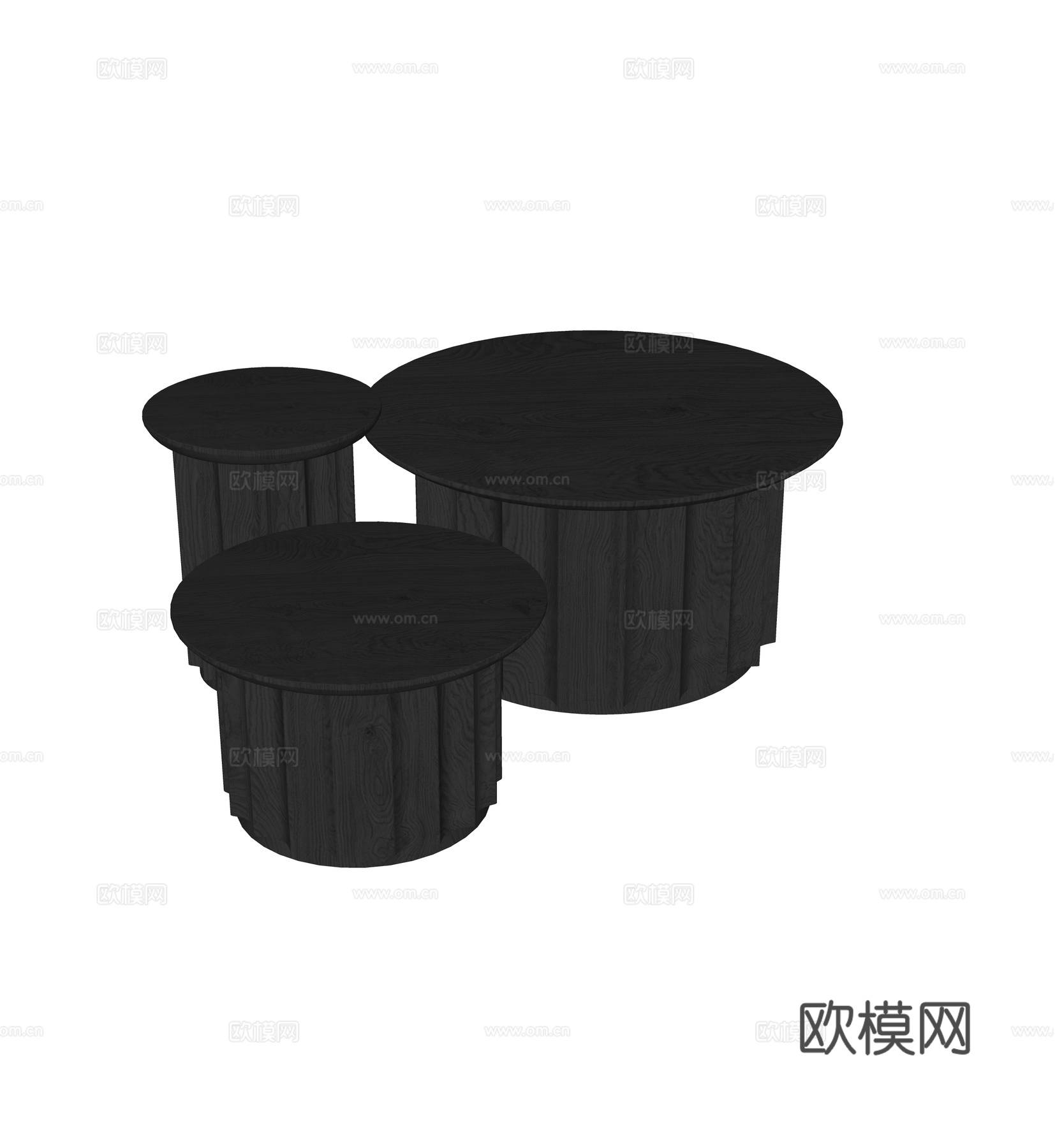 圆形子母茶几组合su模型