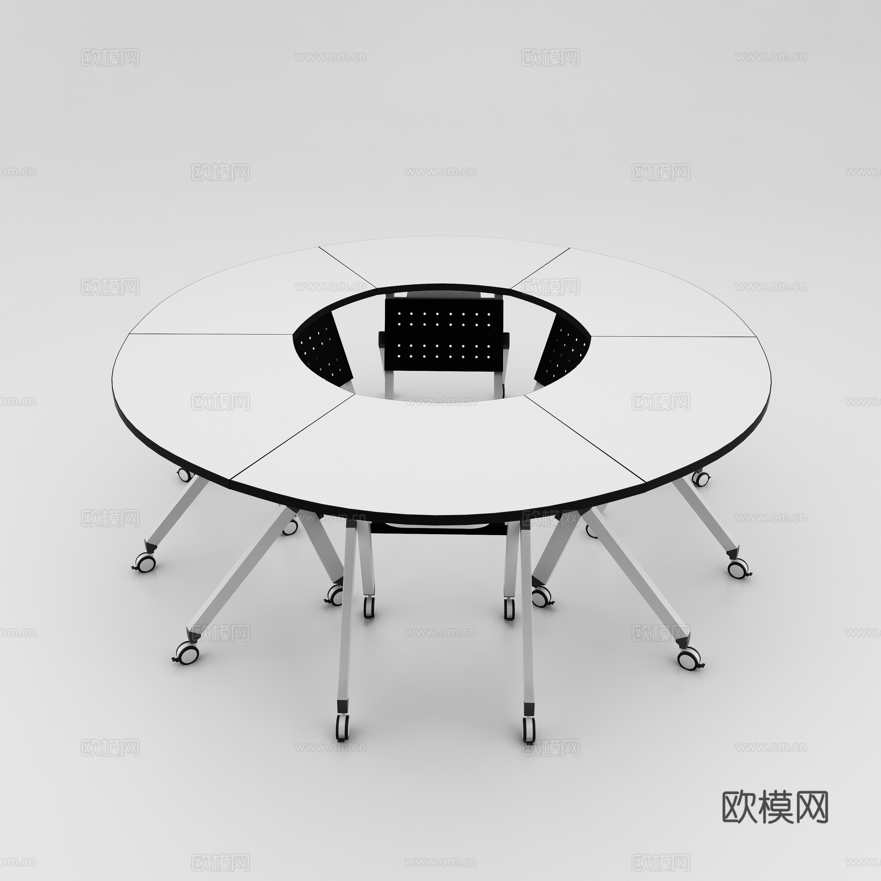现代培训桌 培训台 会议桌 折叠圆形桌3d模型