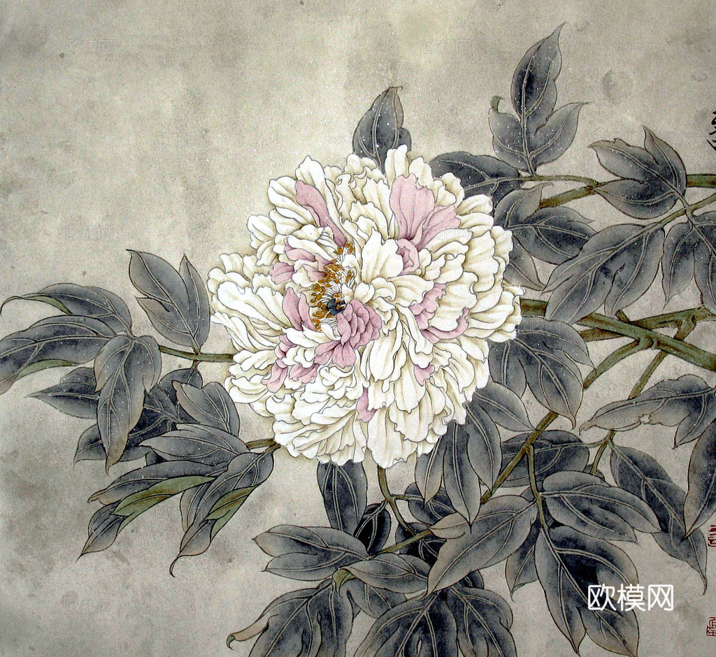牡丹 中式墙绘 古典挂画