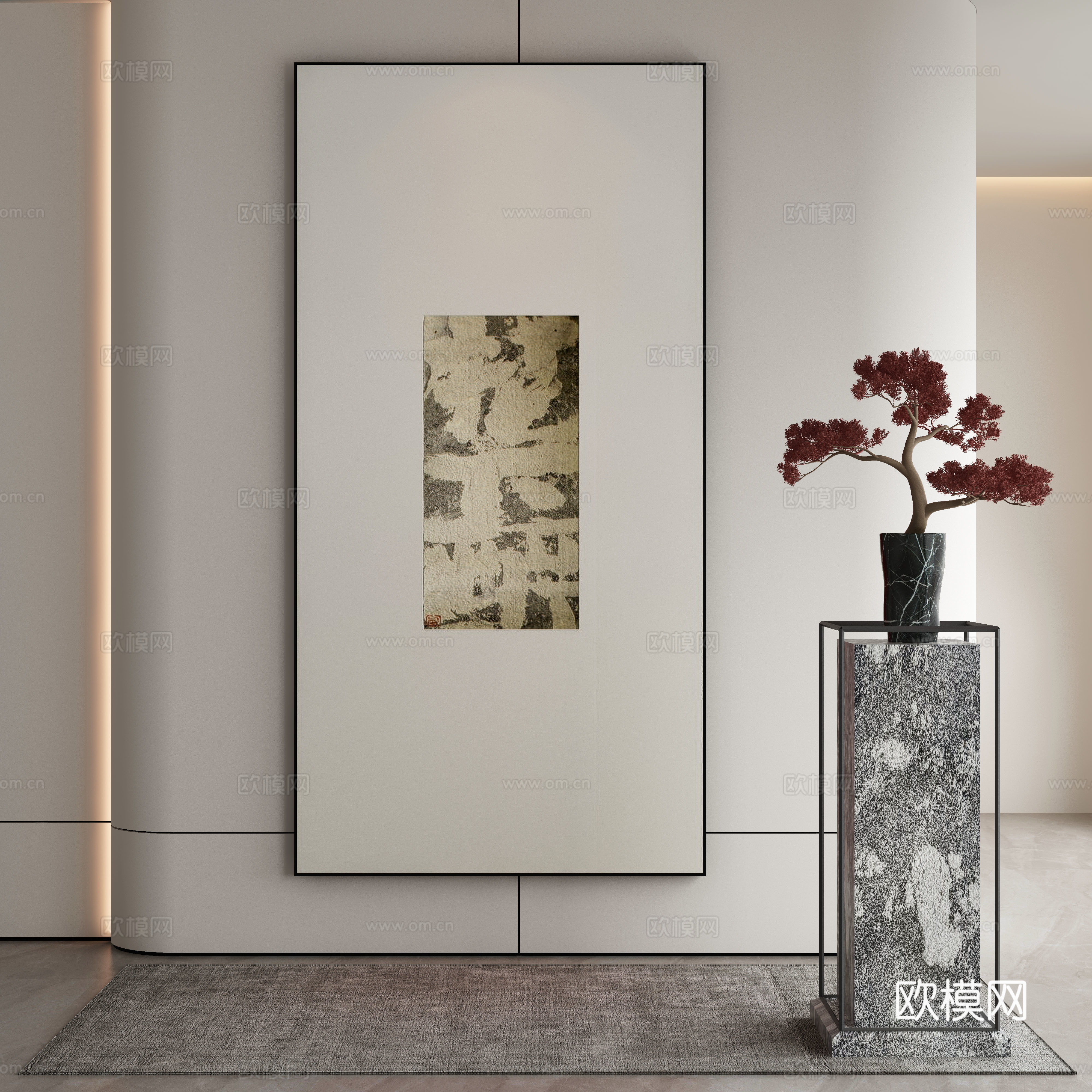 新中式侘寂挂画 油画3d模型