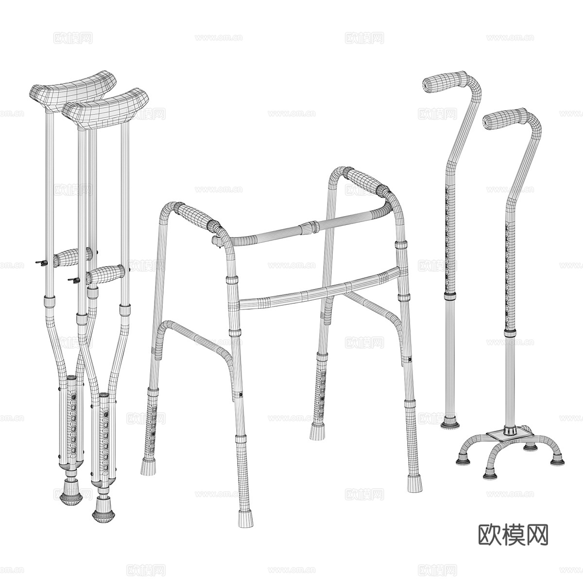 拐杖 助行器 手杖 医疗器材3d模型