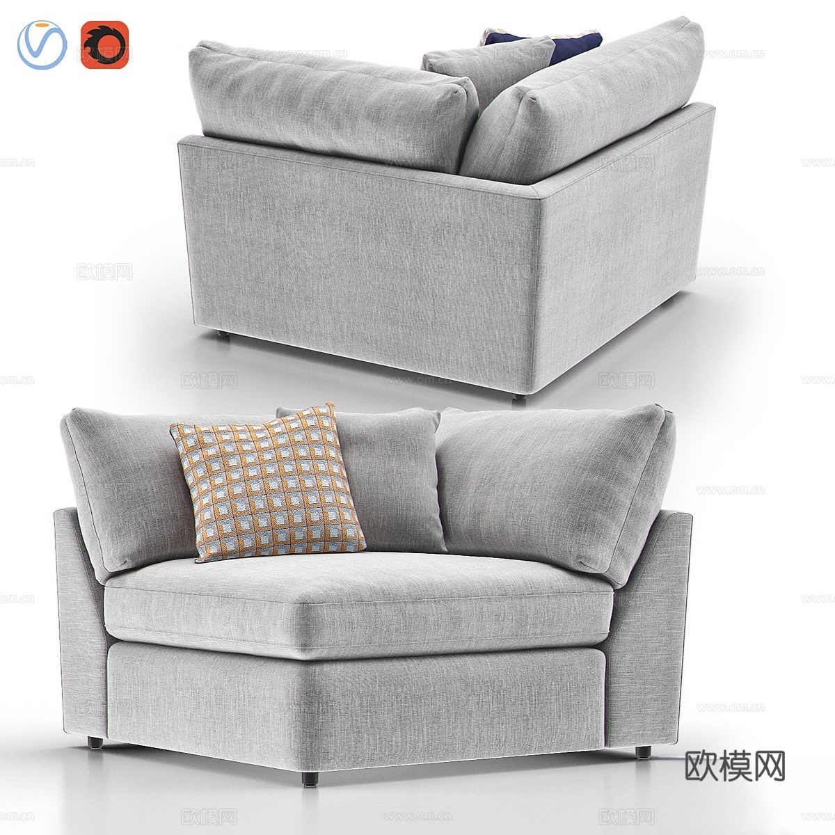 LOUNGE II PETITE 户外软垫角落椅3d模型