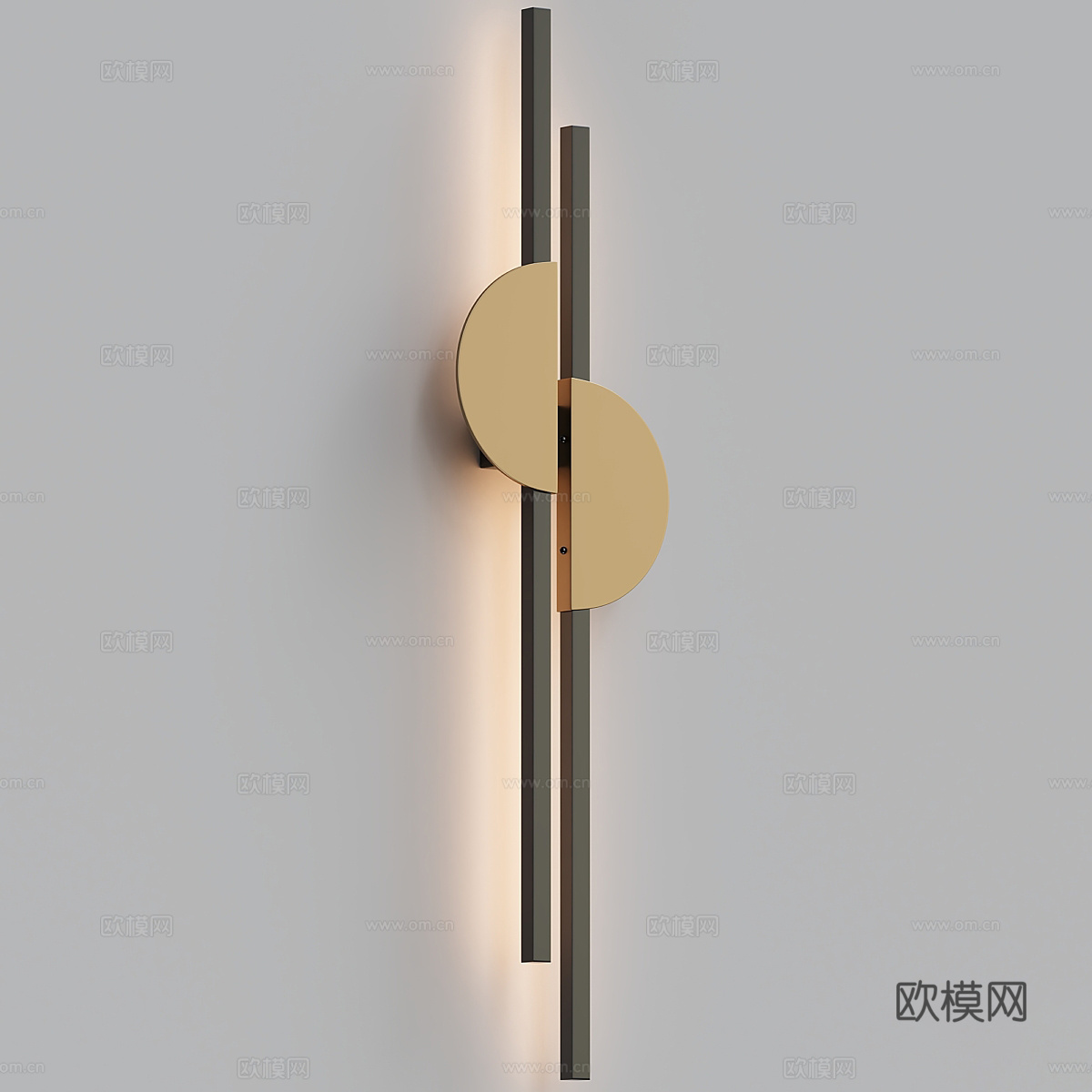 现代轻奢极简长条金属装饰壁灯3d模型