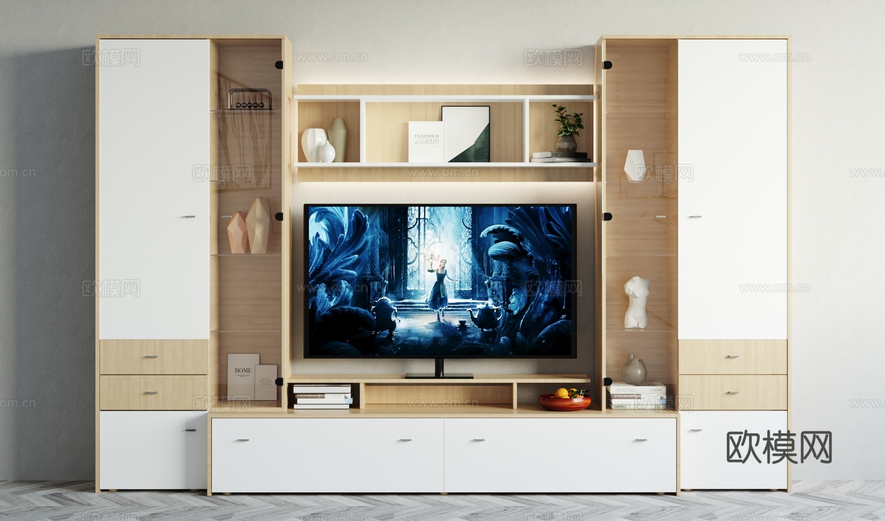 现代电视柜摆件组合3d模型