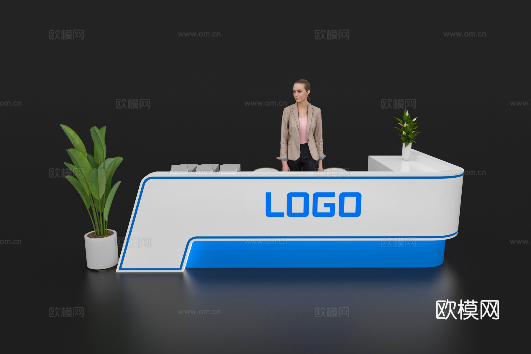 现代接待台 展览展会展台接待台 前台 吧台 柜台 桌台3d模型