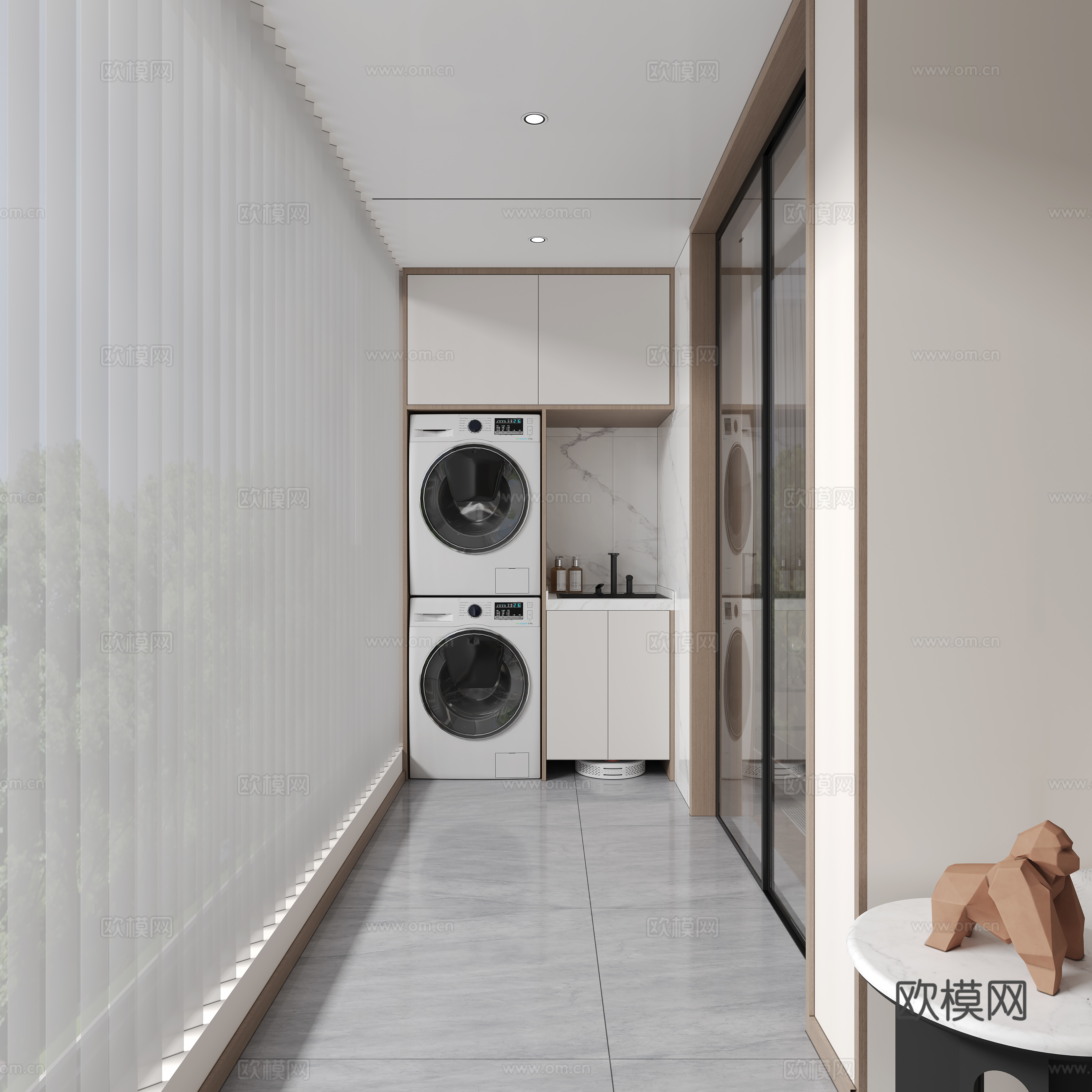 现代阳台 阳台洗衣柜3d模型
