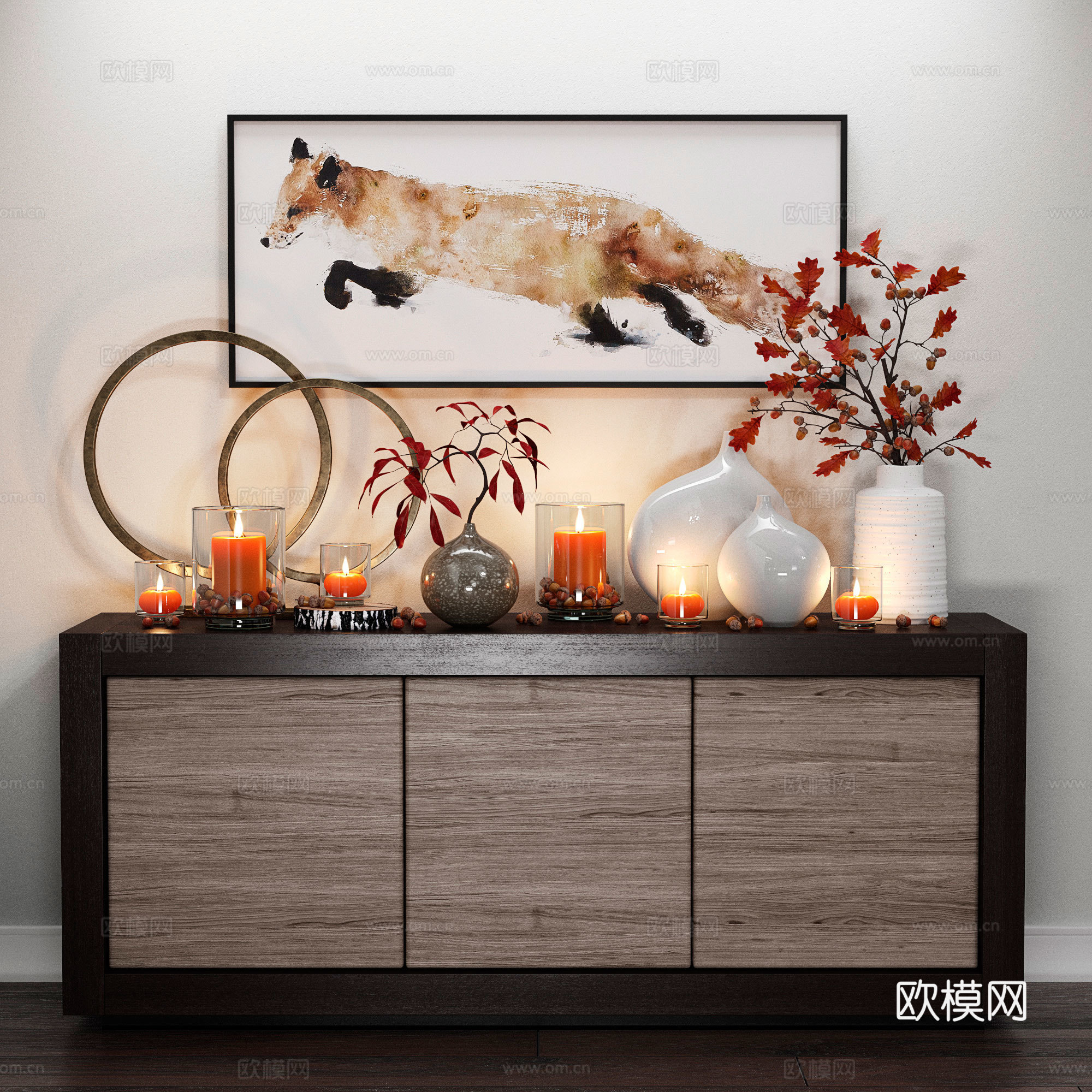 现代端景柜 边柜 装饰品3d模型