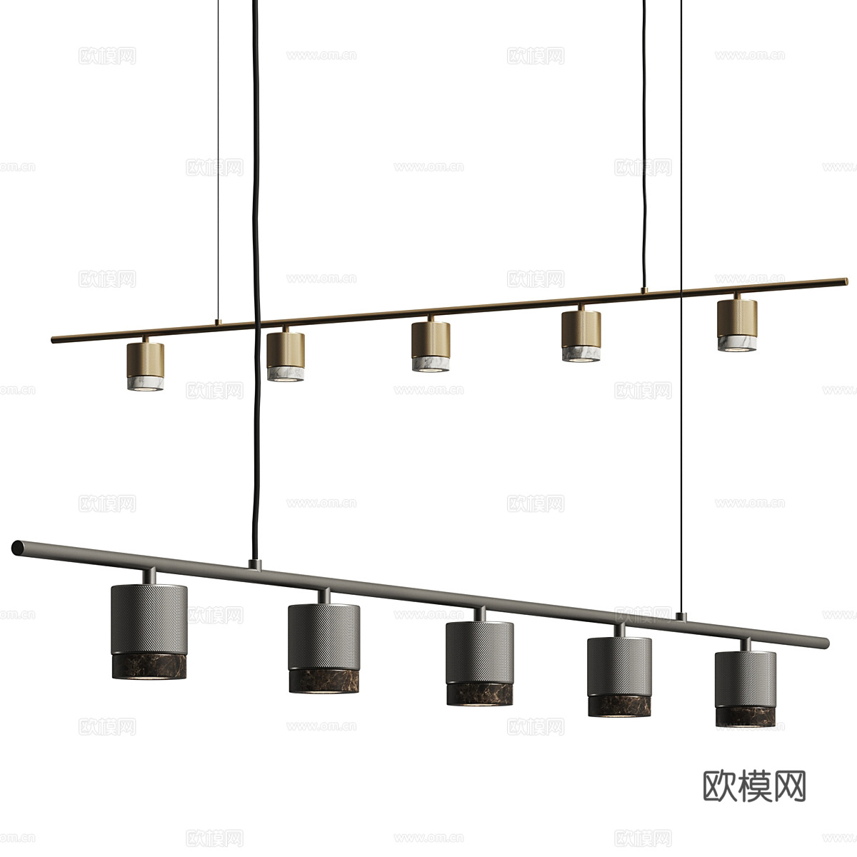 现代意式极简长条装饰吊灯3d模型