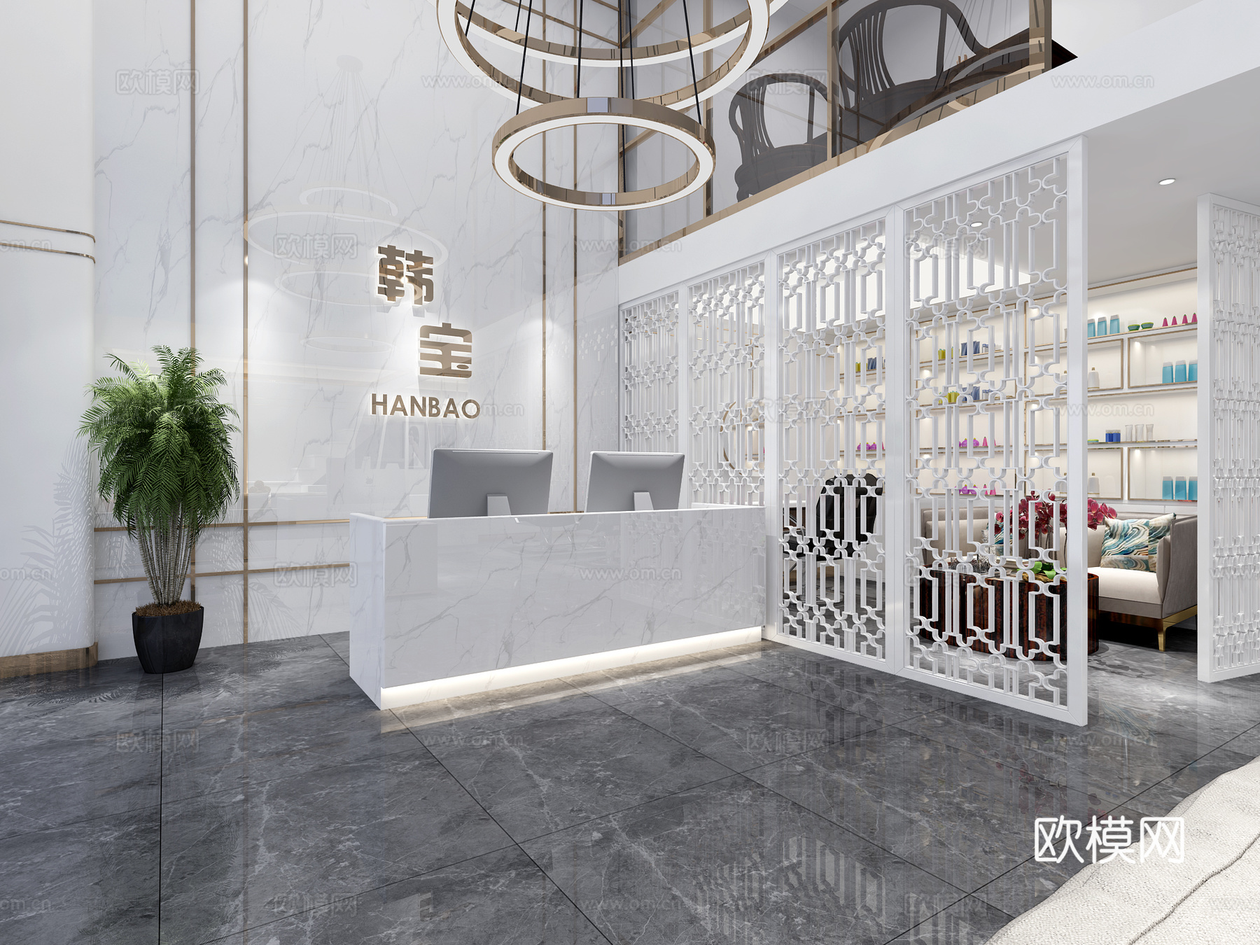 现代港式理发店3d模型