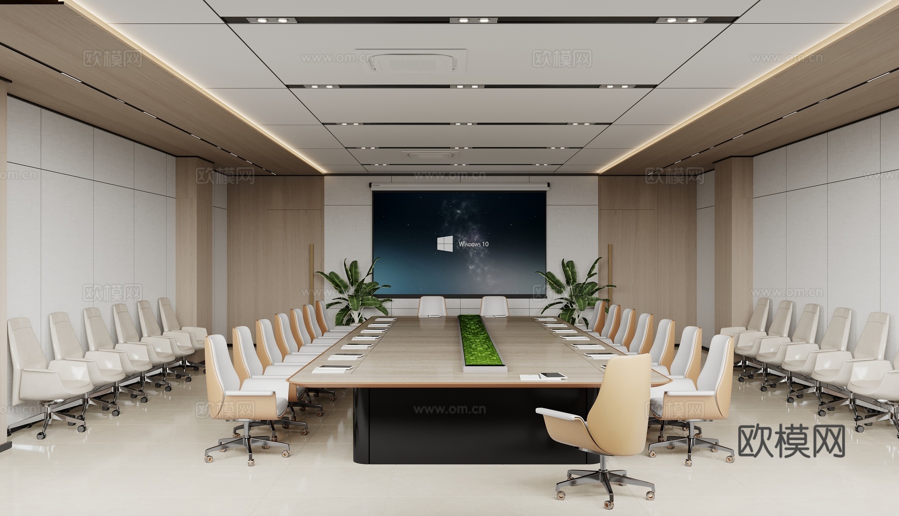 现代会议室 会议桌椅3d模型