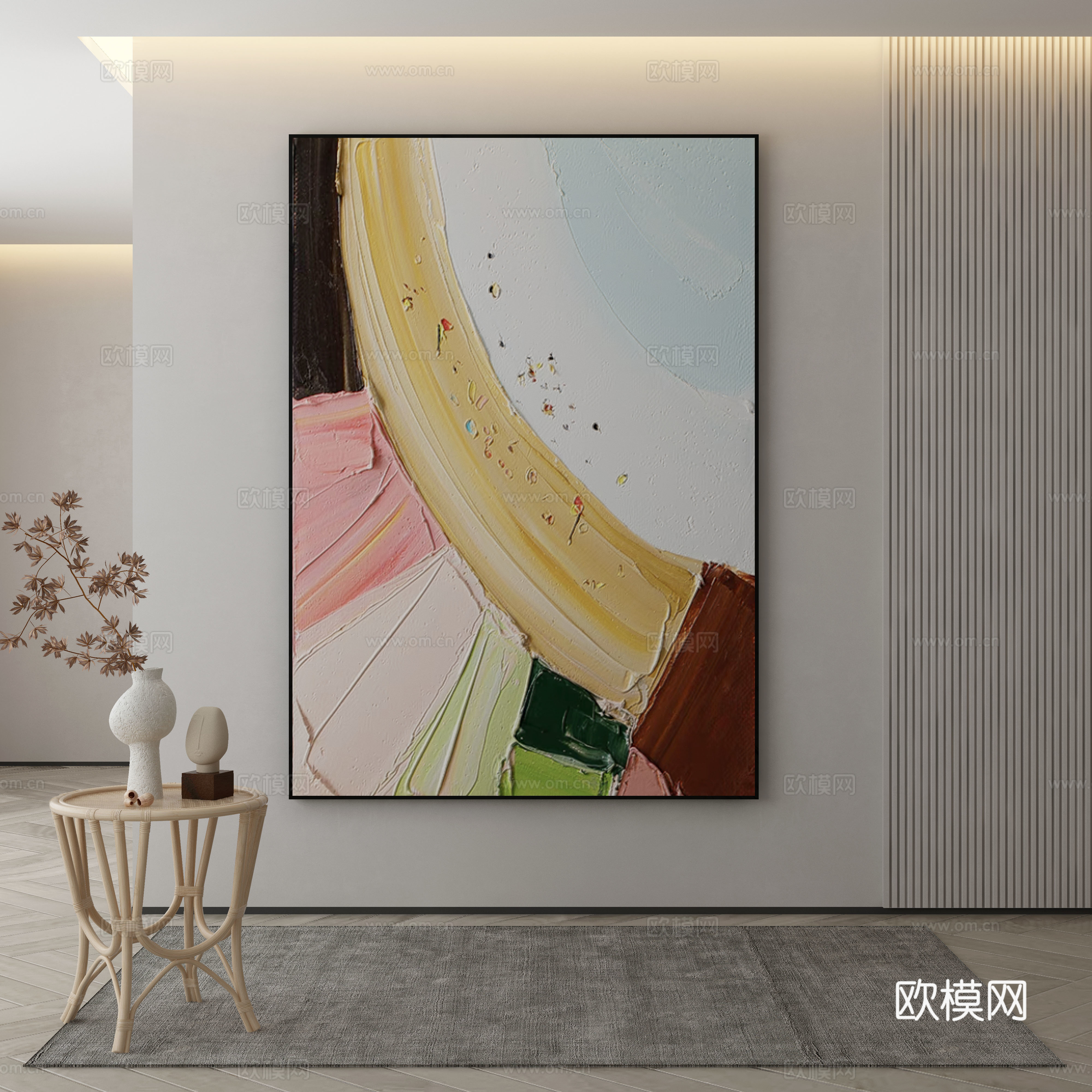 现代侘寂挂画 油画3d模型