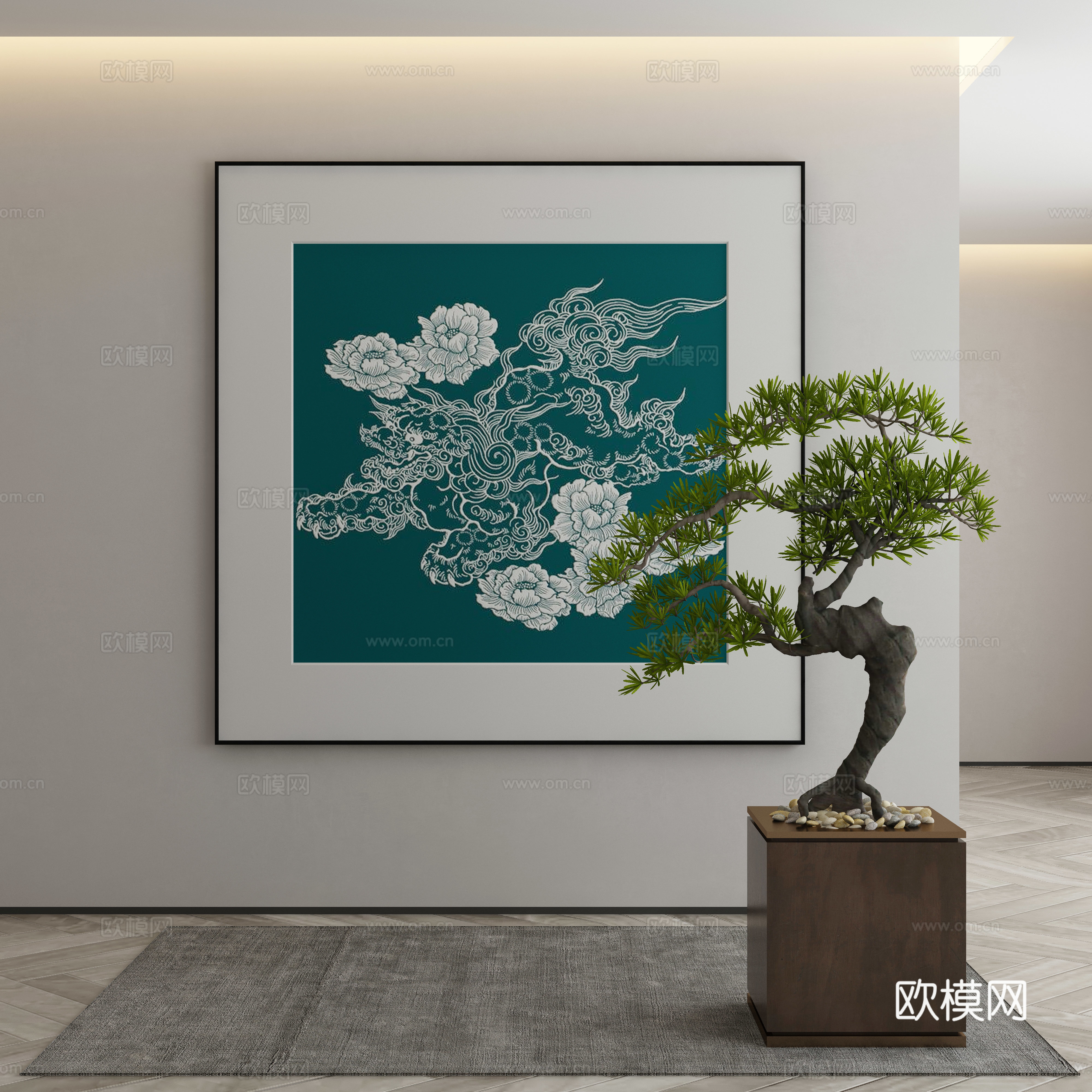 新中式侘寂挂画 油画3d模型